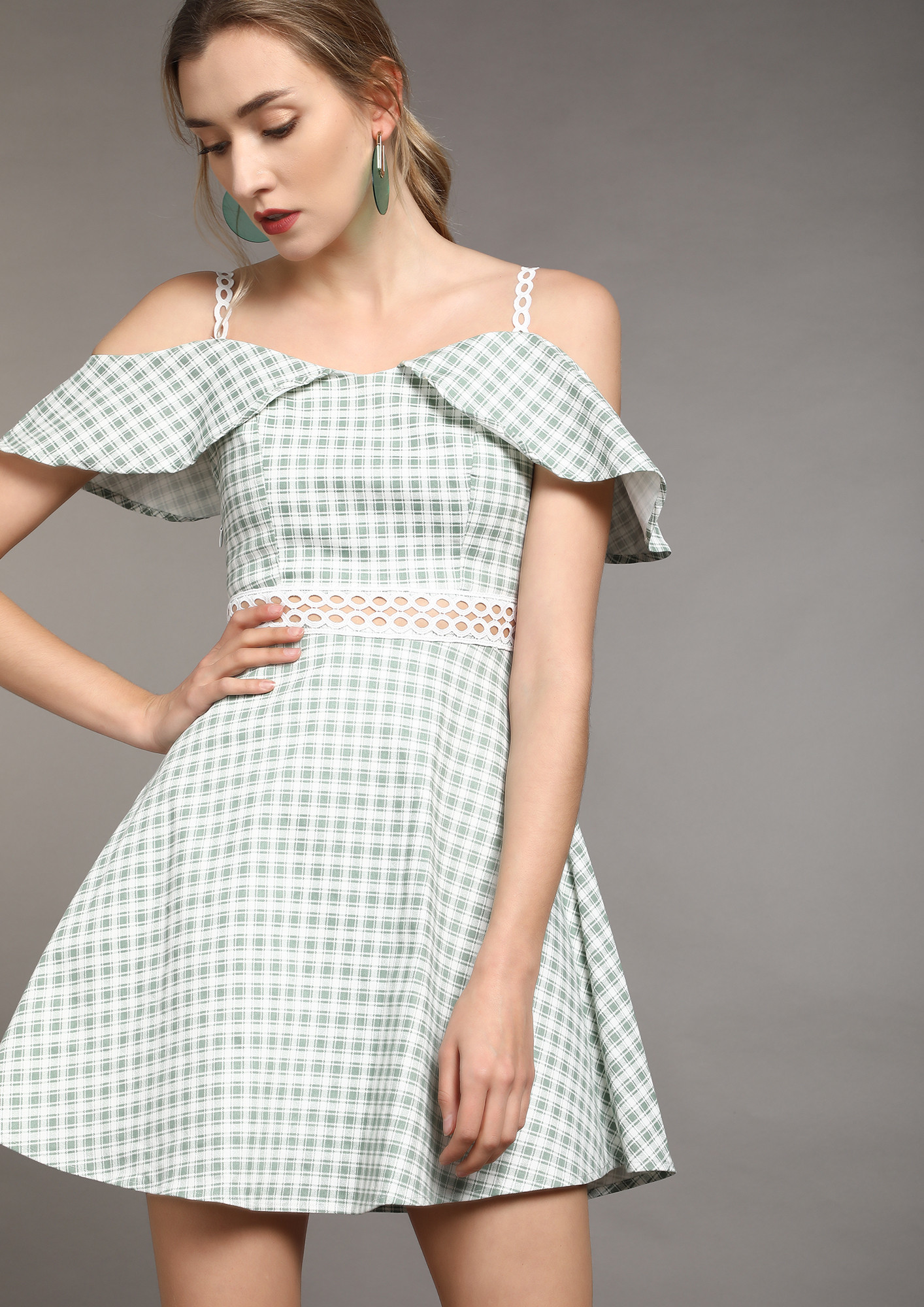 WAITING ON THE SQUARE GREEN SKATER DRESS