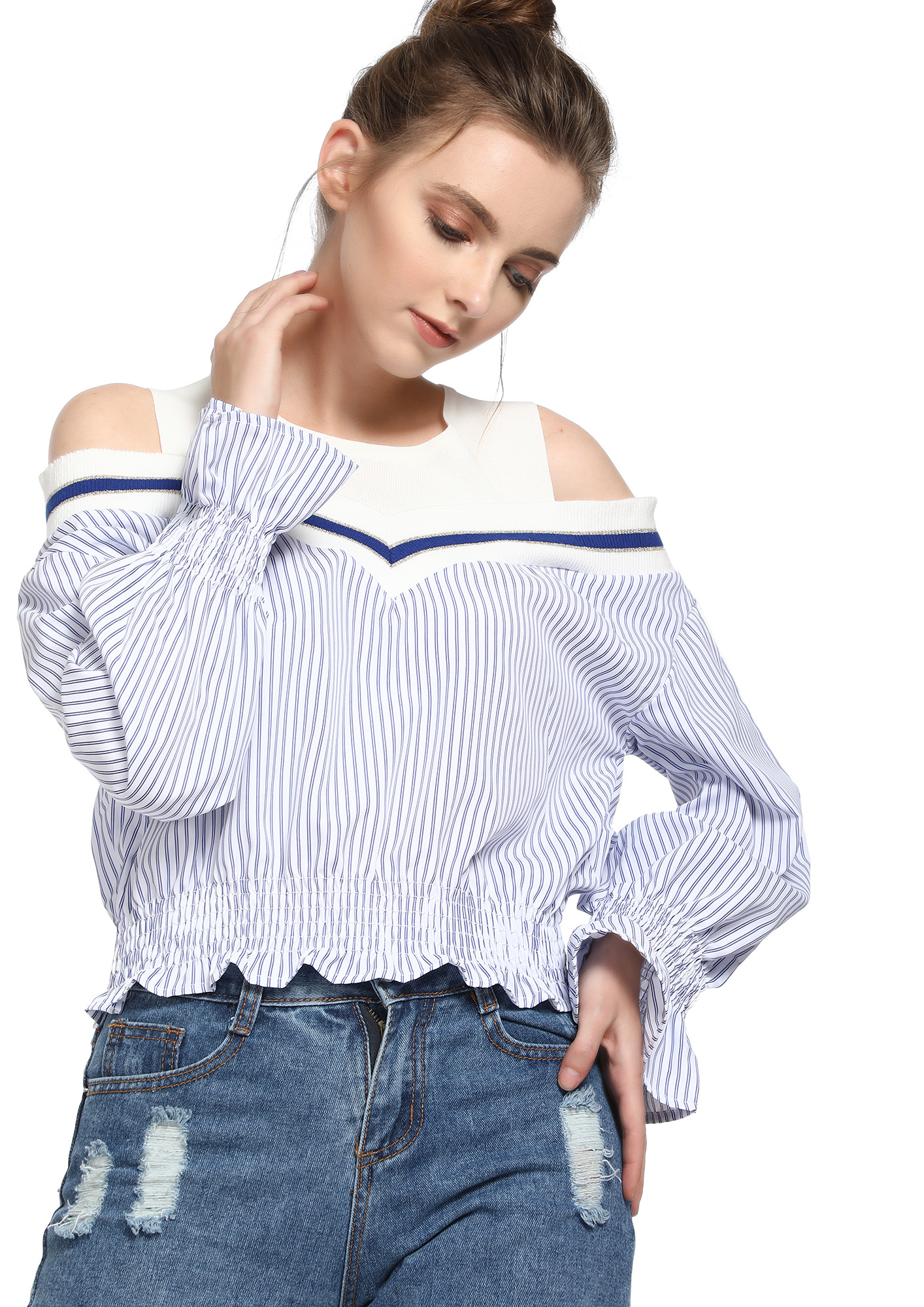 PLAYING WITH THE SUN BLUE STRIPED TOP