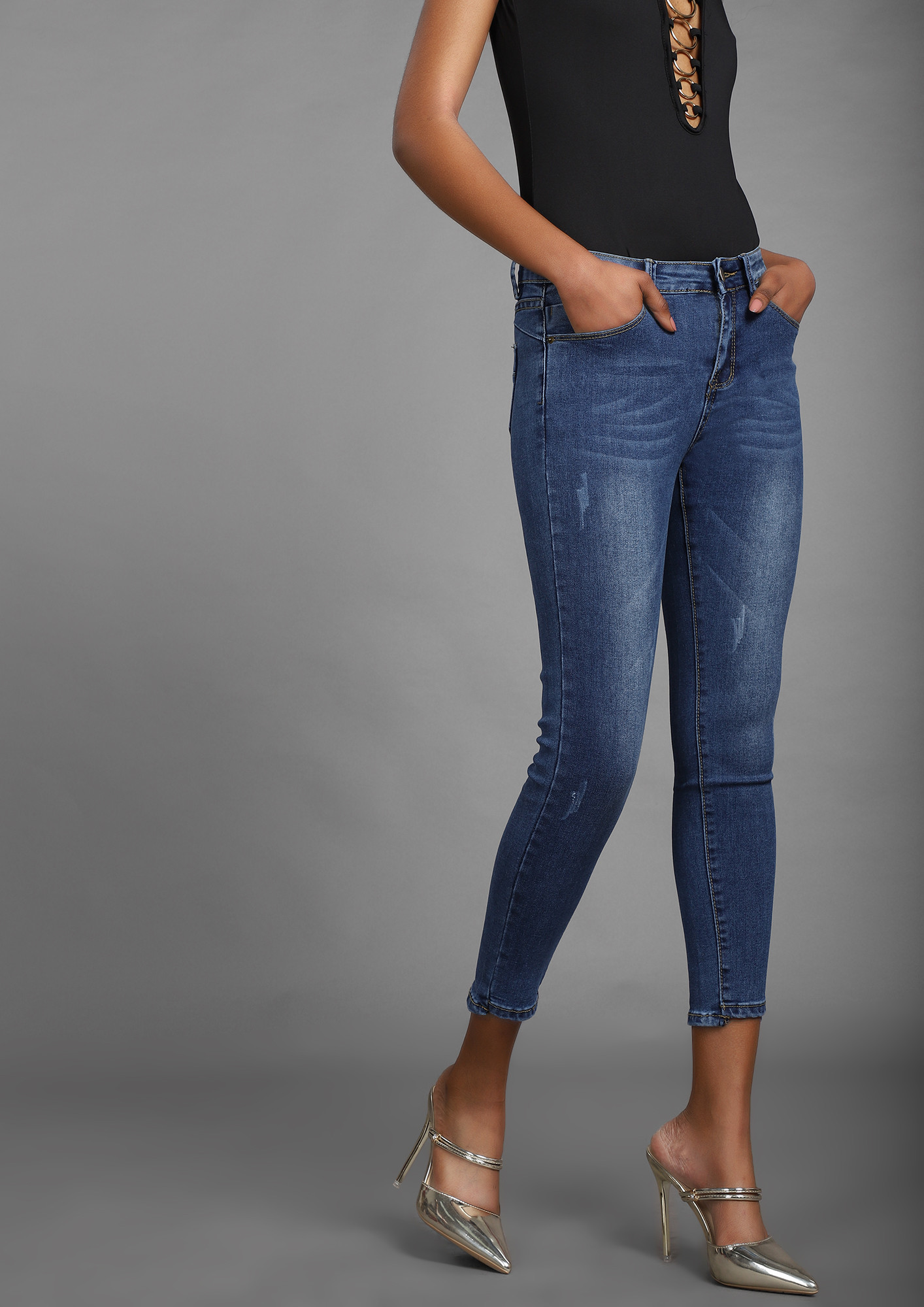 Stepping Stones Dark Blue Cropped Jeans