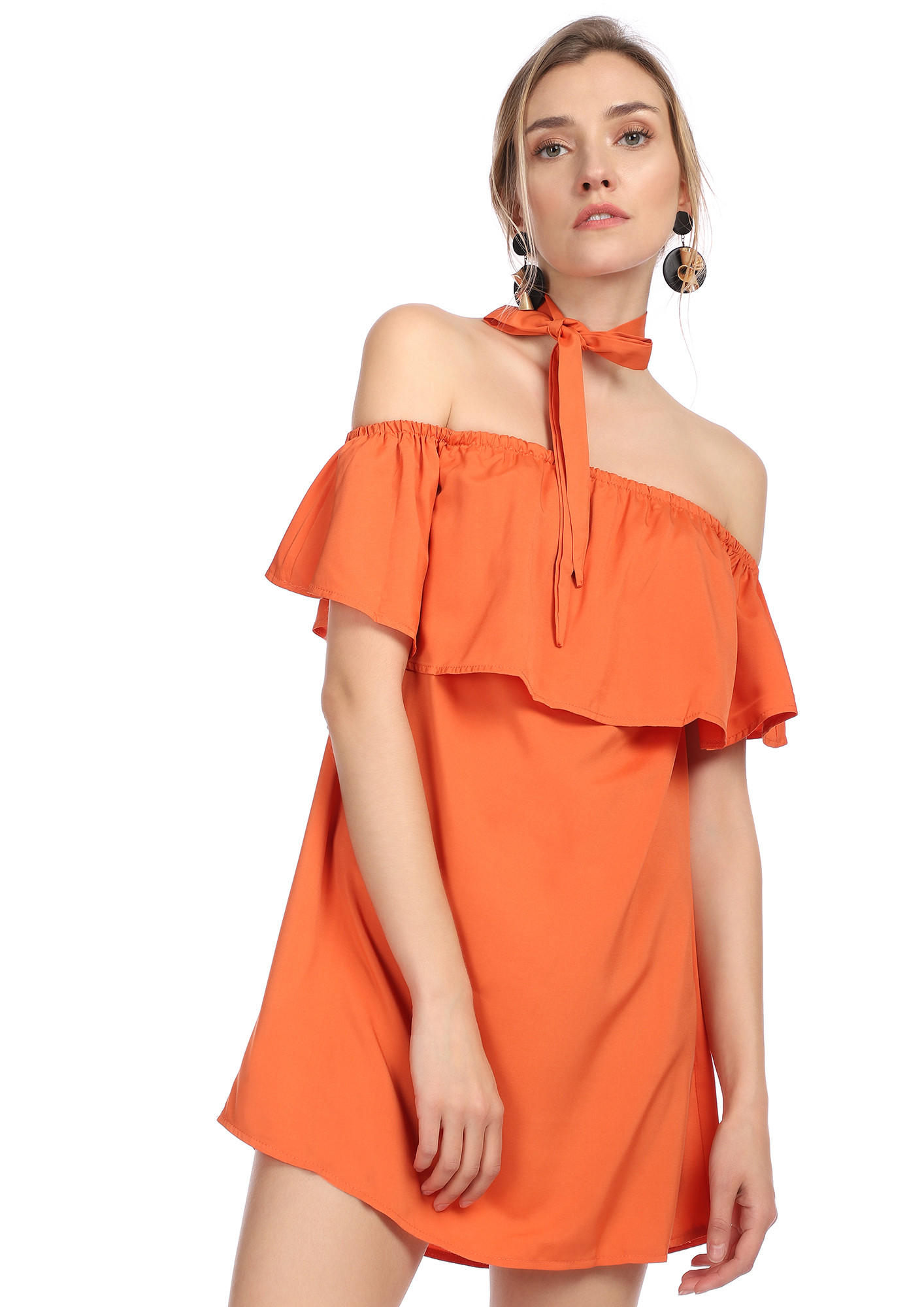 For The Good Vibes Orange Tunic Dress