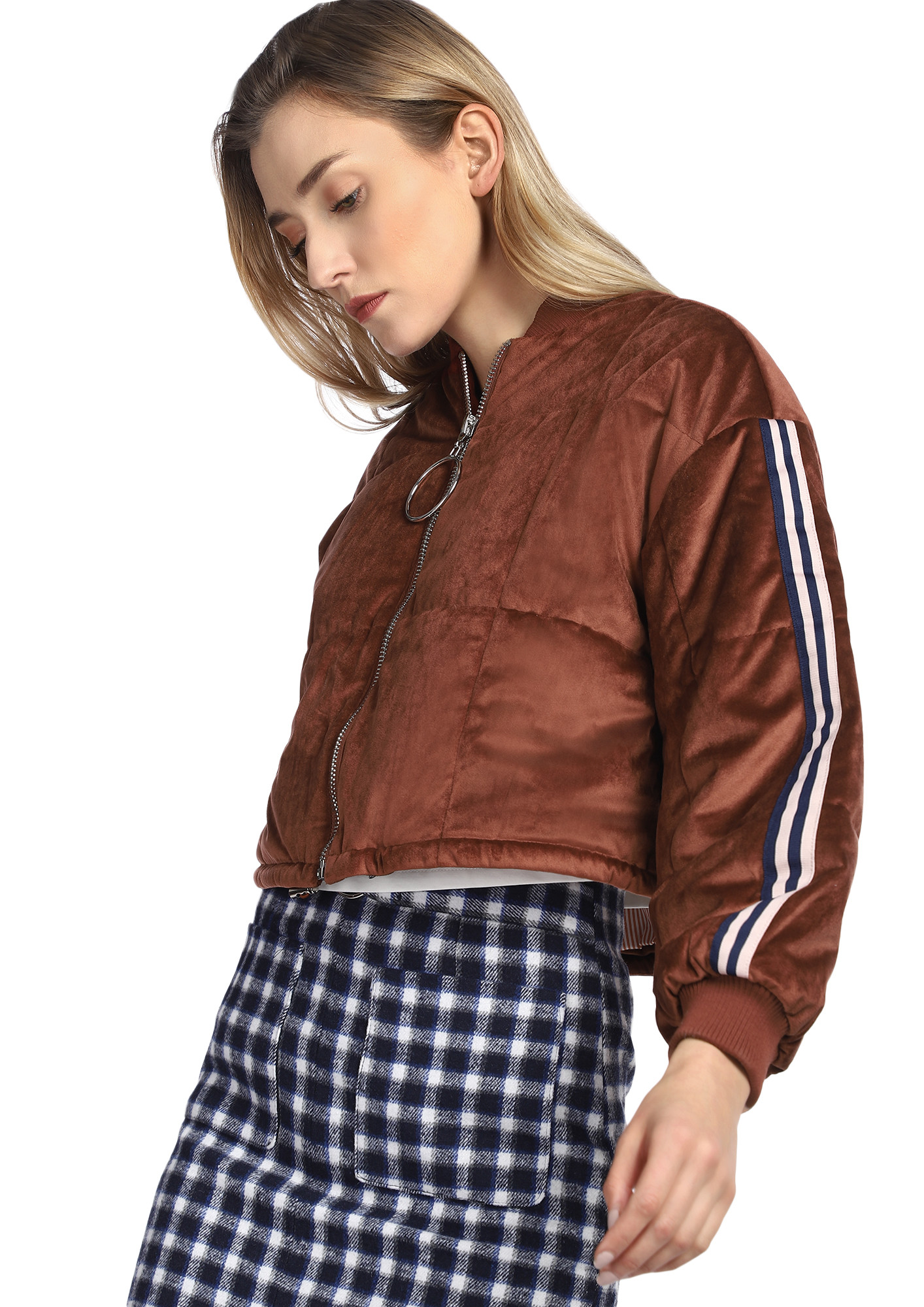IN A PERFECT FEEL BROWN CROPPED JACKET