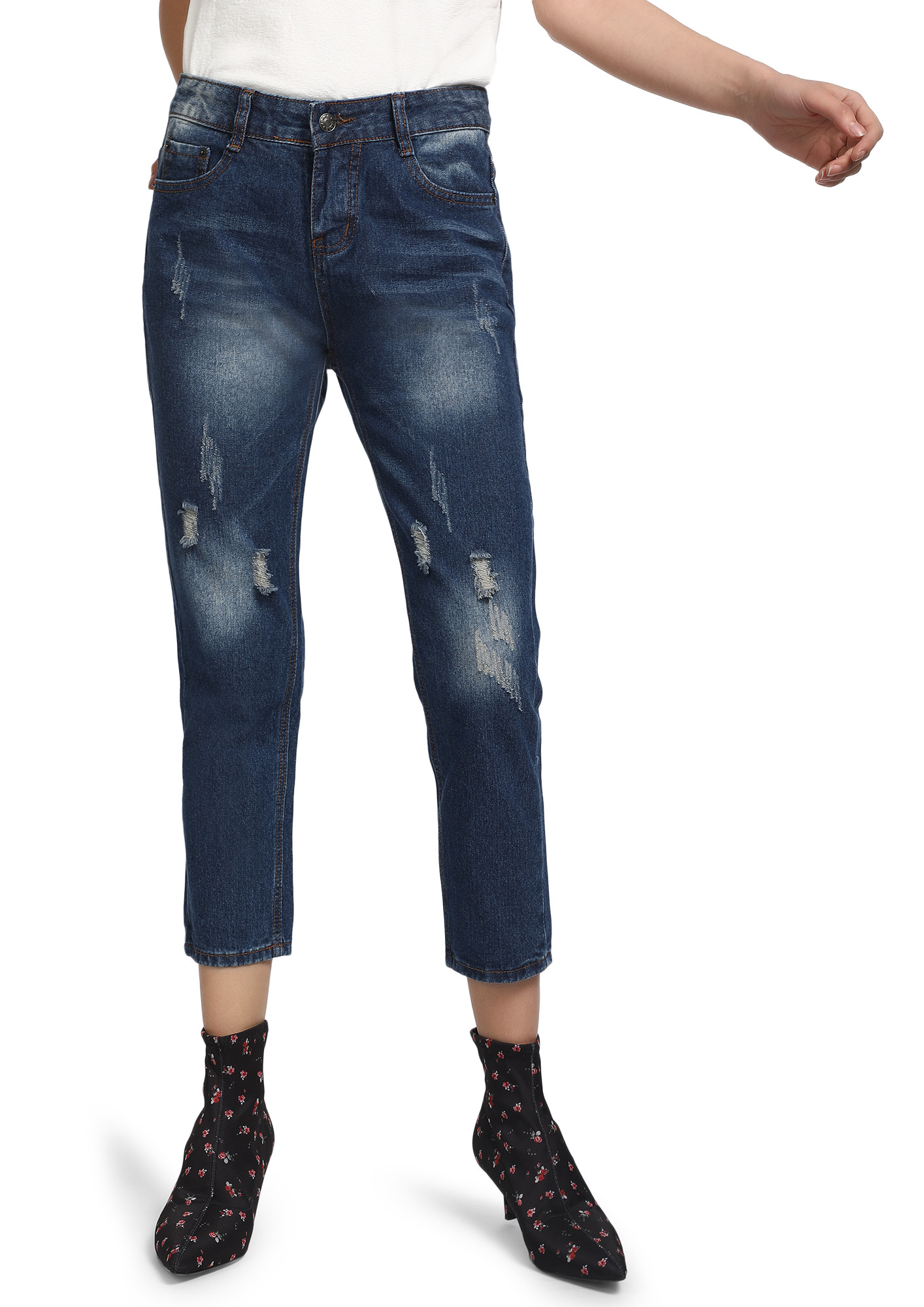COZY SUNLIGHT  BLUE CROPPED JEANS