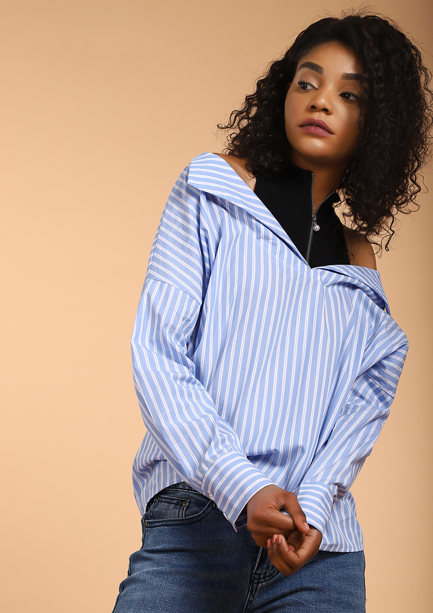 OVER THE EDGE BLUE STRIPED TOP