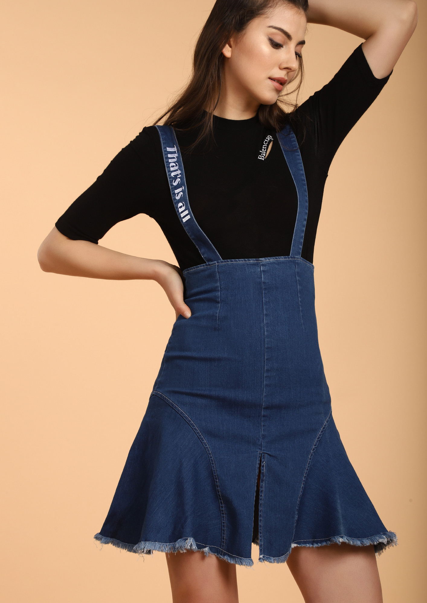 THAT IS ALL DARK BLUE PINAFORE SKIRT