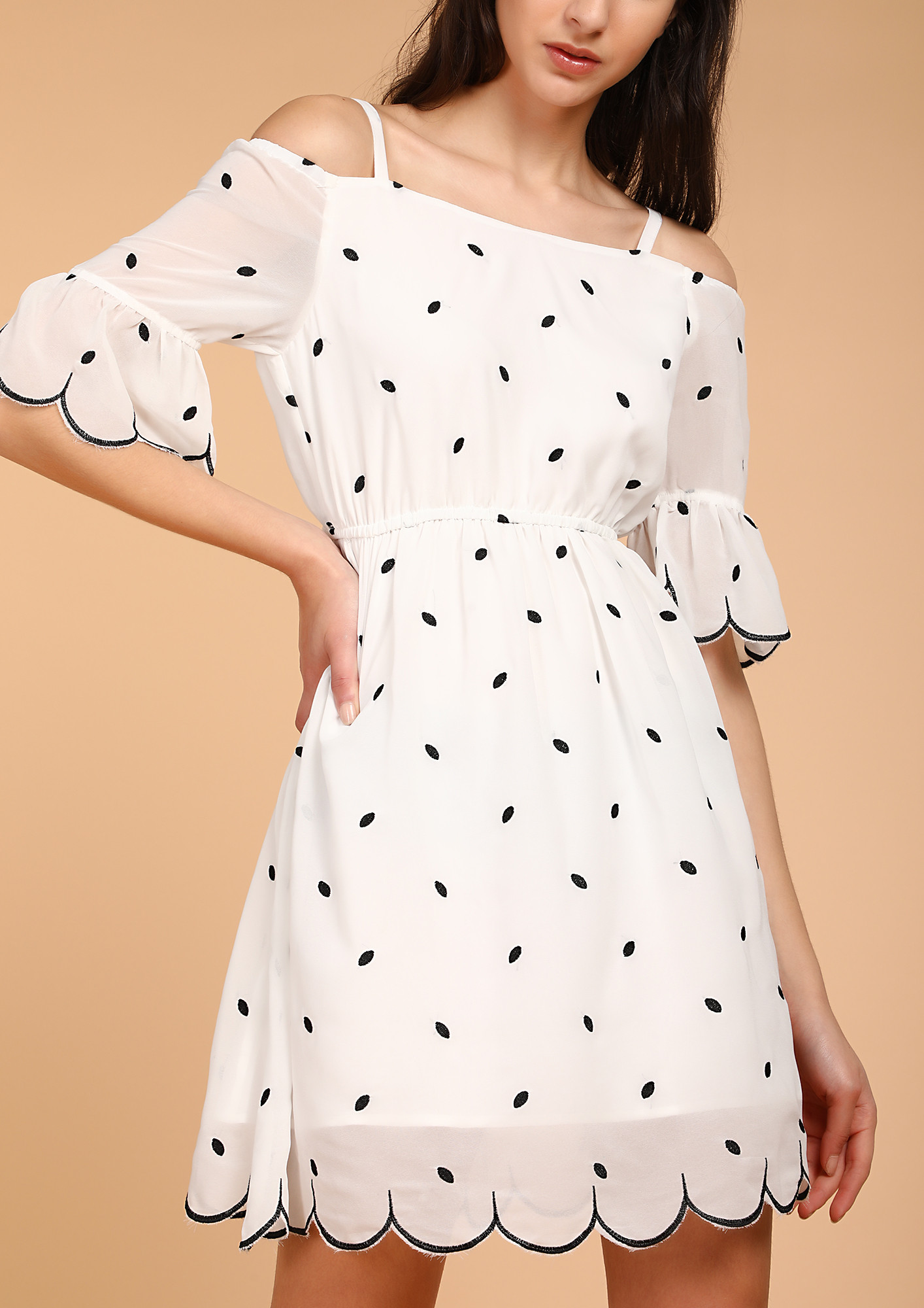 CAN'T SWITCH THE SPOTS WHITE SKATER DRESS