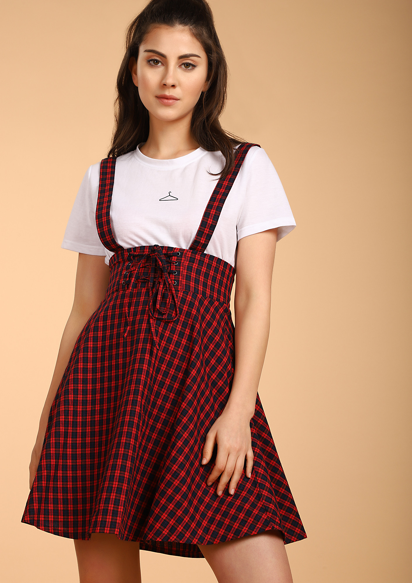 SPREADING MY SCHOOL-GIRL CHARM RED PINAFORE SKIRT