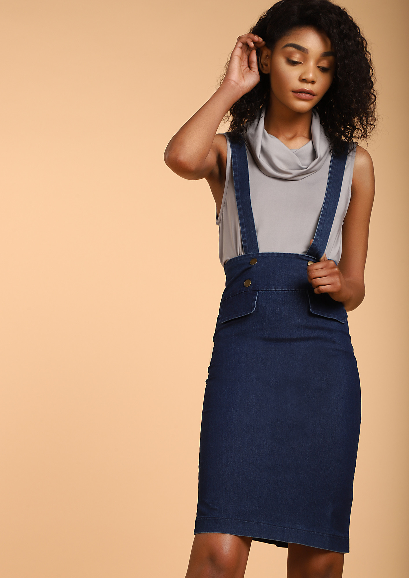GIVE IT A GO BLUE PINAFORE SKIRT