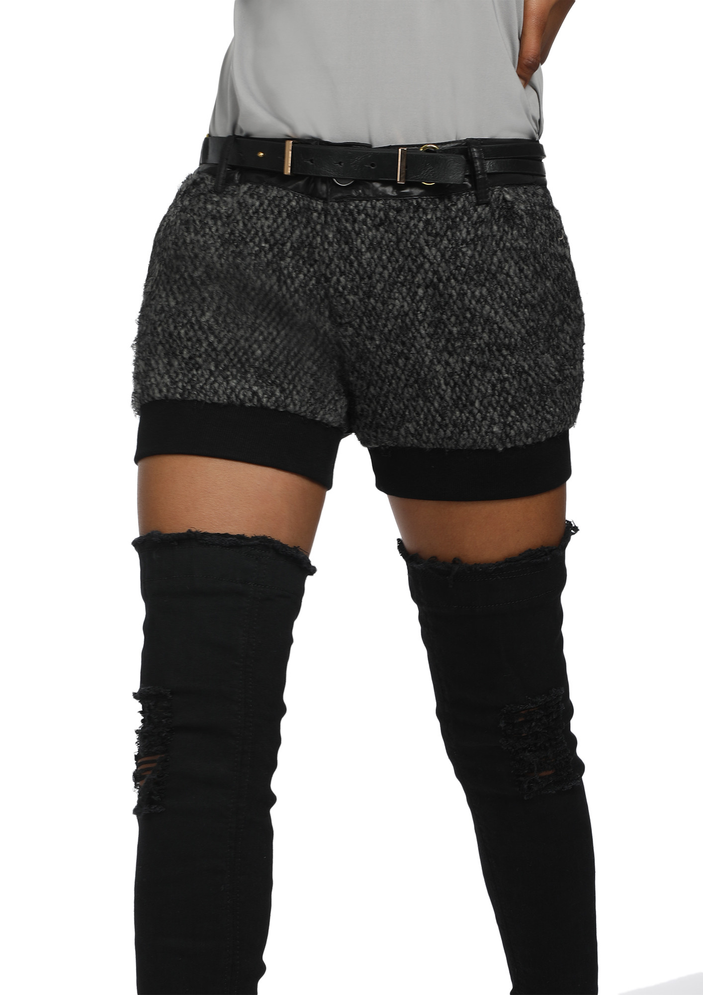 NO SECOND THOUGHTS BLACK CASUAL SHORTS