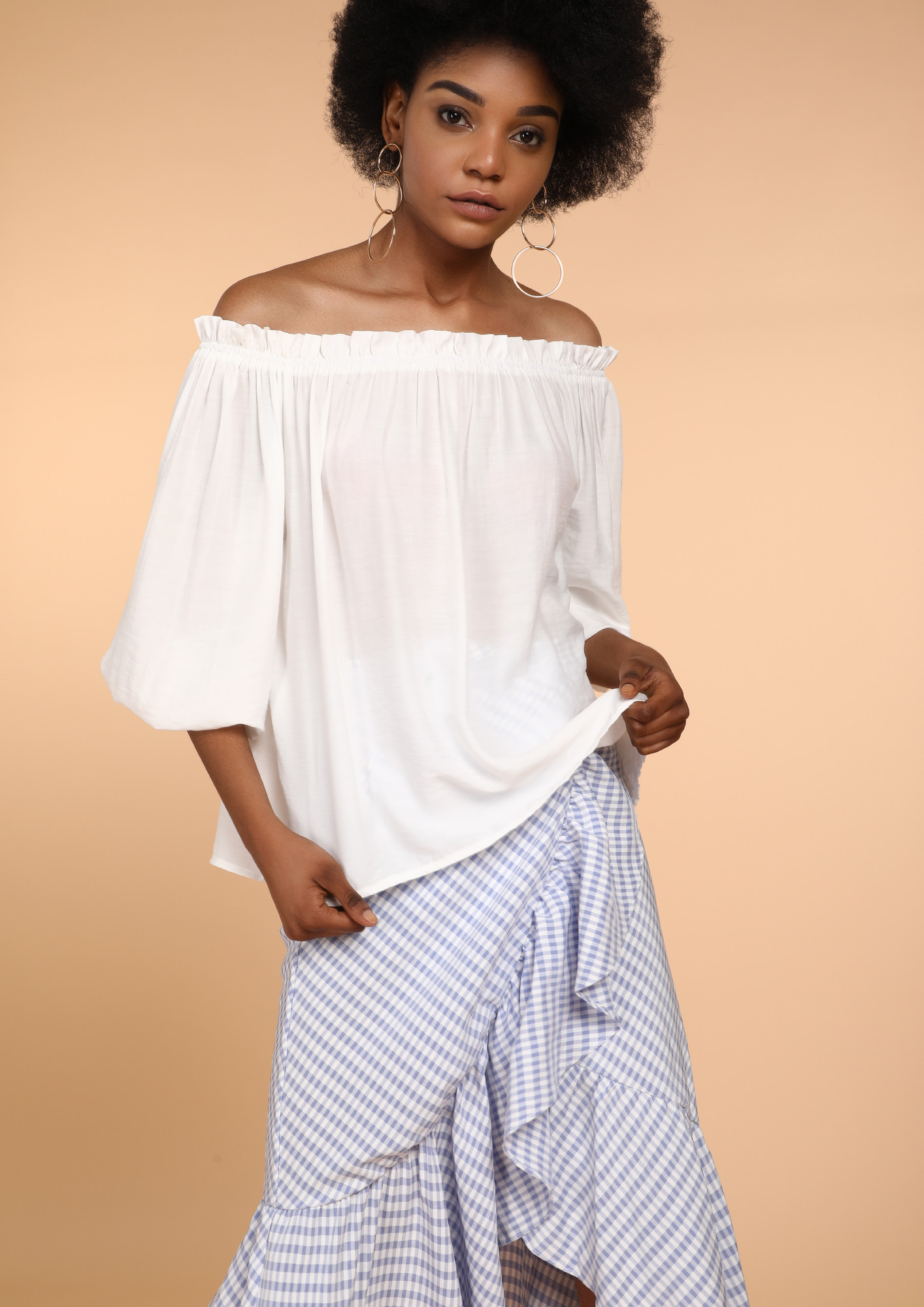 CATCH THE SUNLIGHT WHITE OFF-SHOULDER TOP