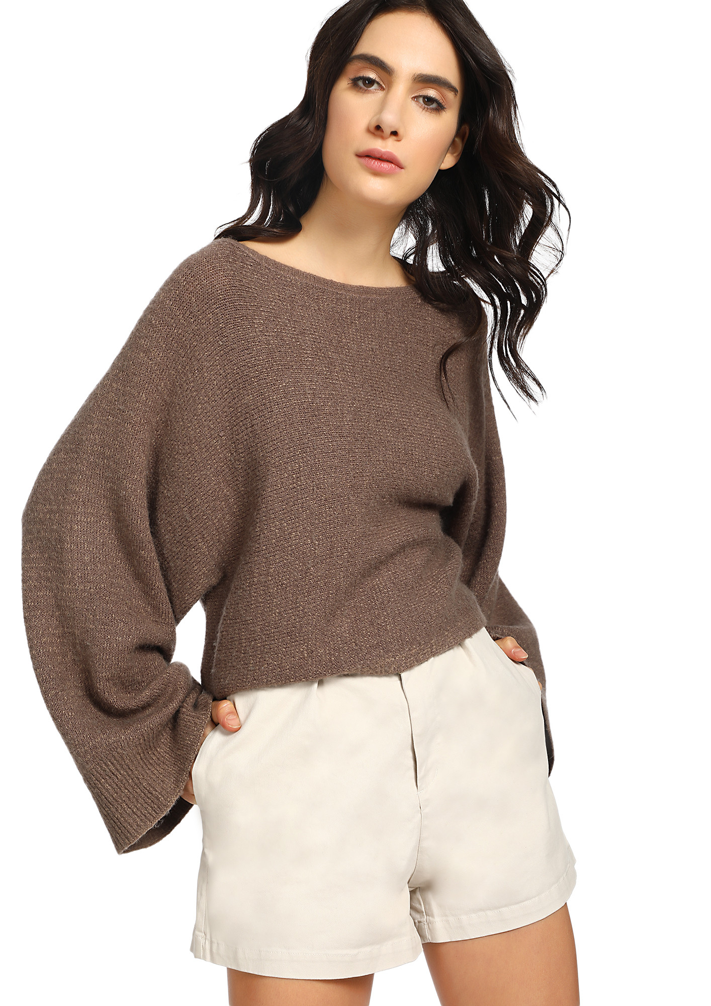 You Go Girl TAUPE Brown Jumper