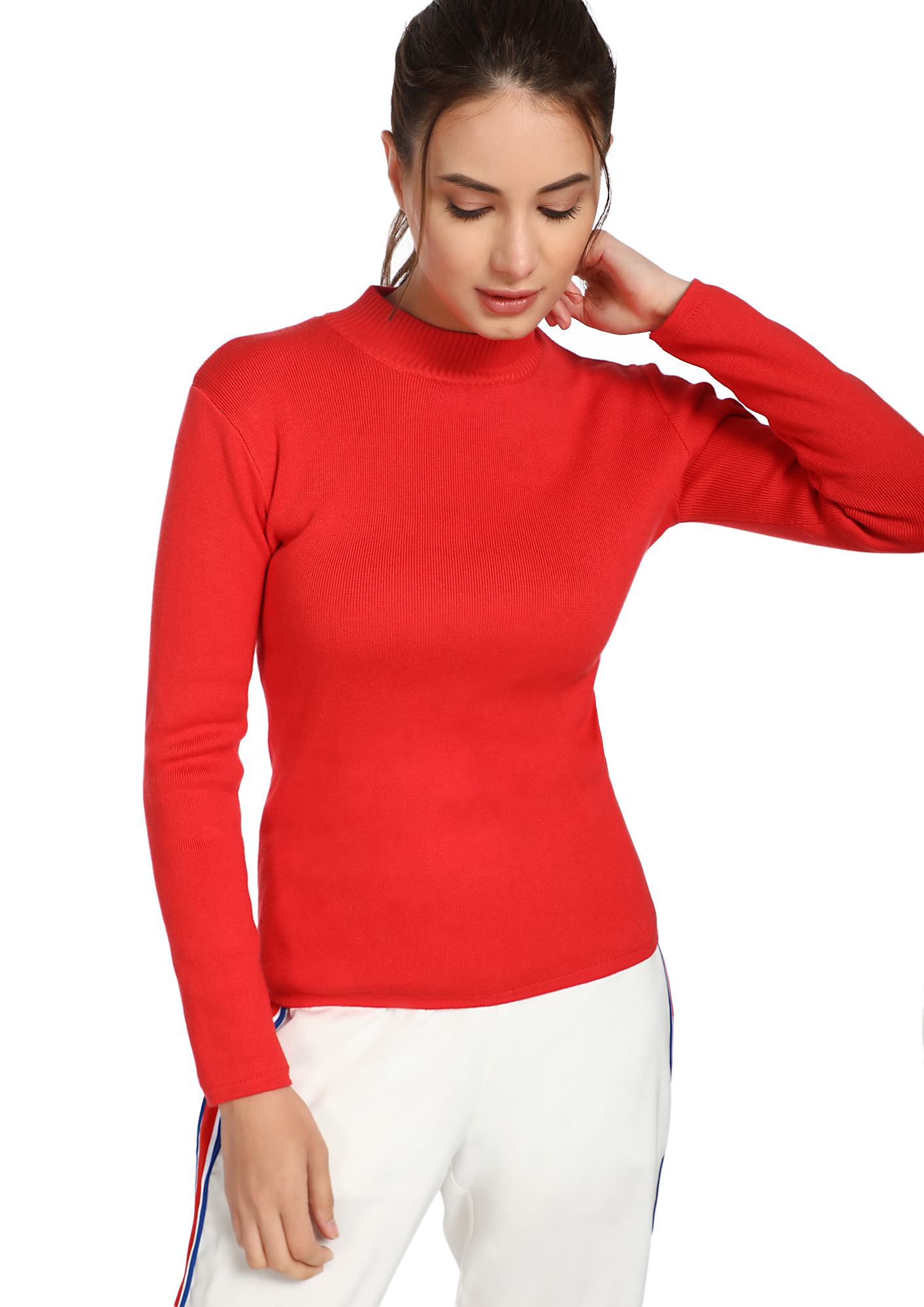 I'M HOT AND COLD RED RIBBED TOP