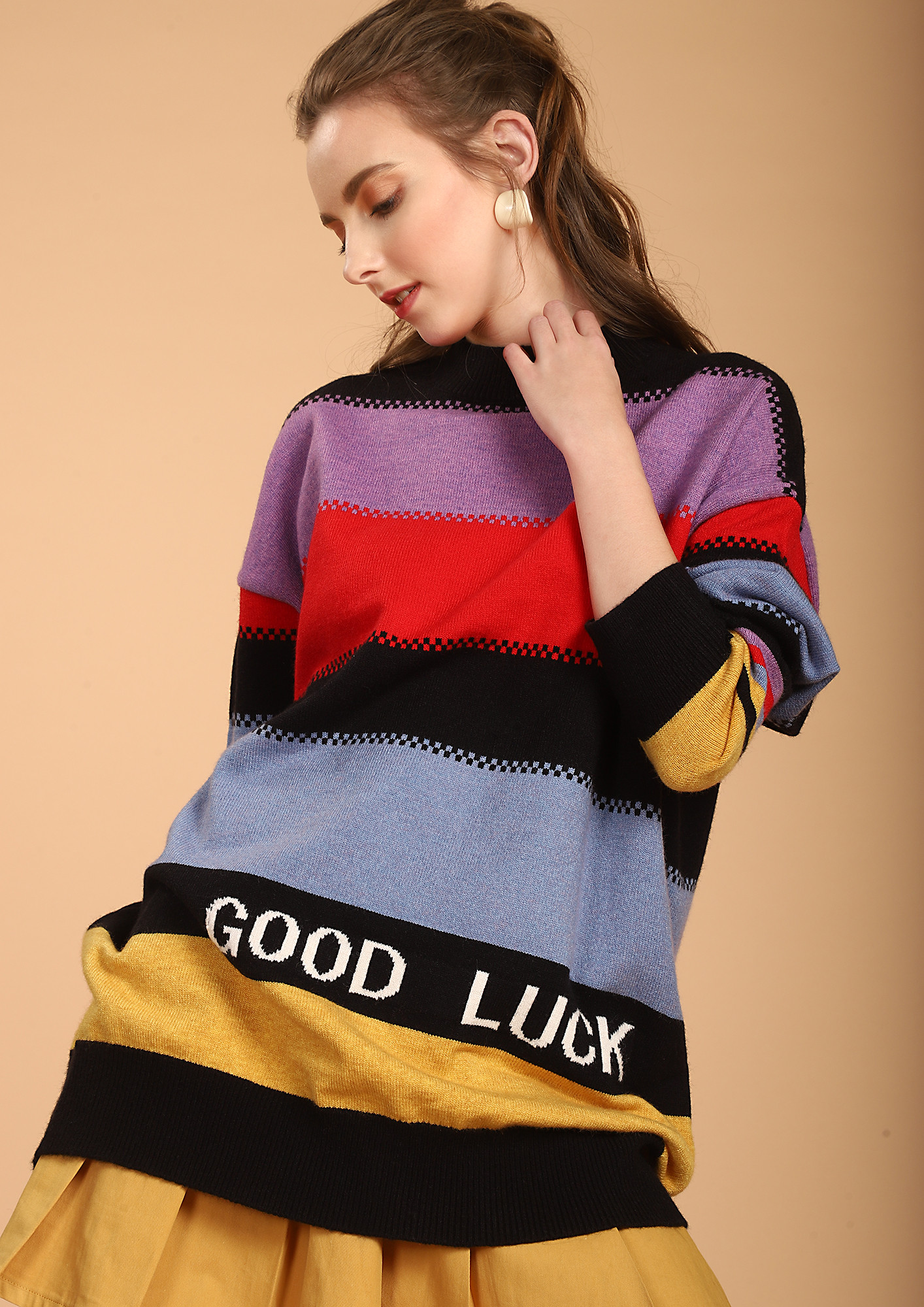 GOOD LUCK RED STRIPED OVERSIZED JUMPER