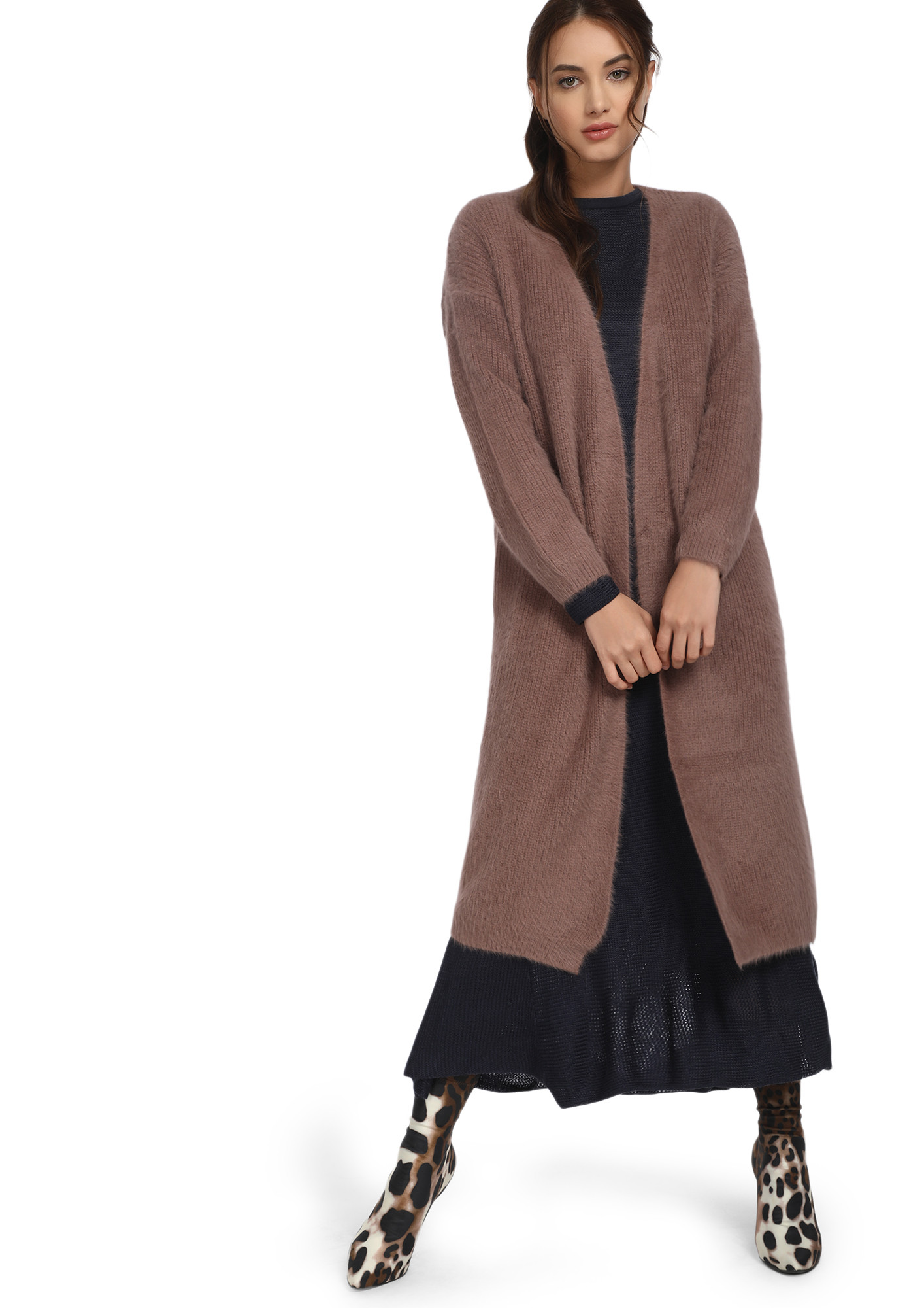 Long-Live Love Taupe Brown Open-Front Cardigan