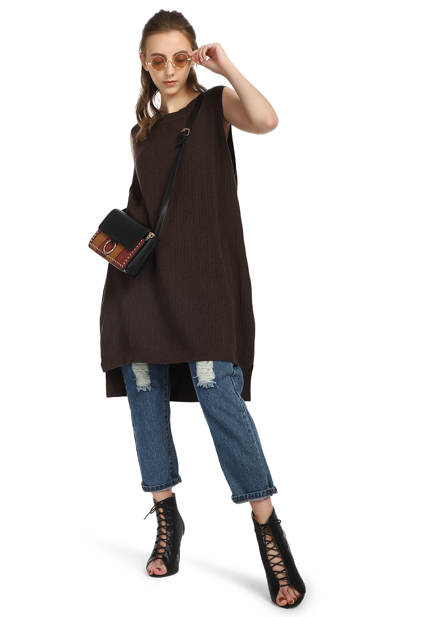 COMFORT OVER ANYTHING BROWN SHIFT DRESS
