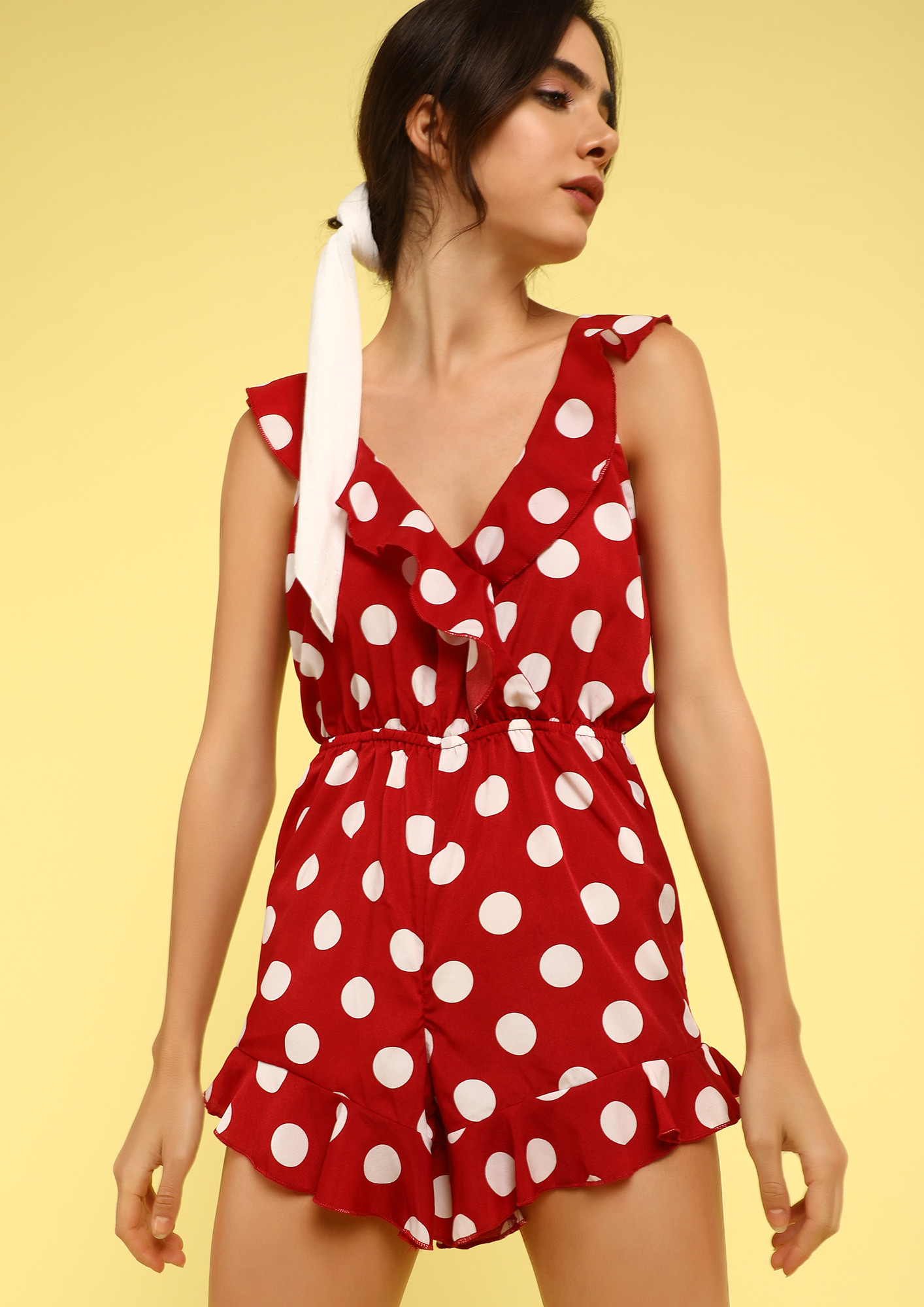 DOTTY KISSER RED PLAYSUIT