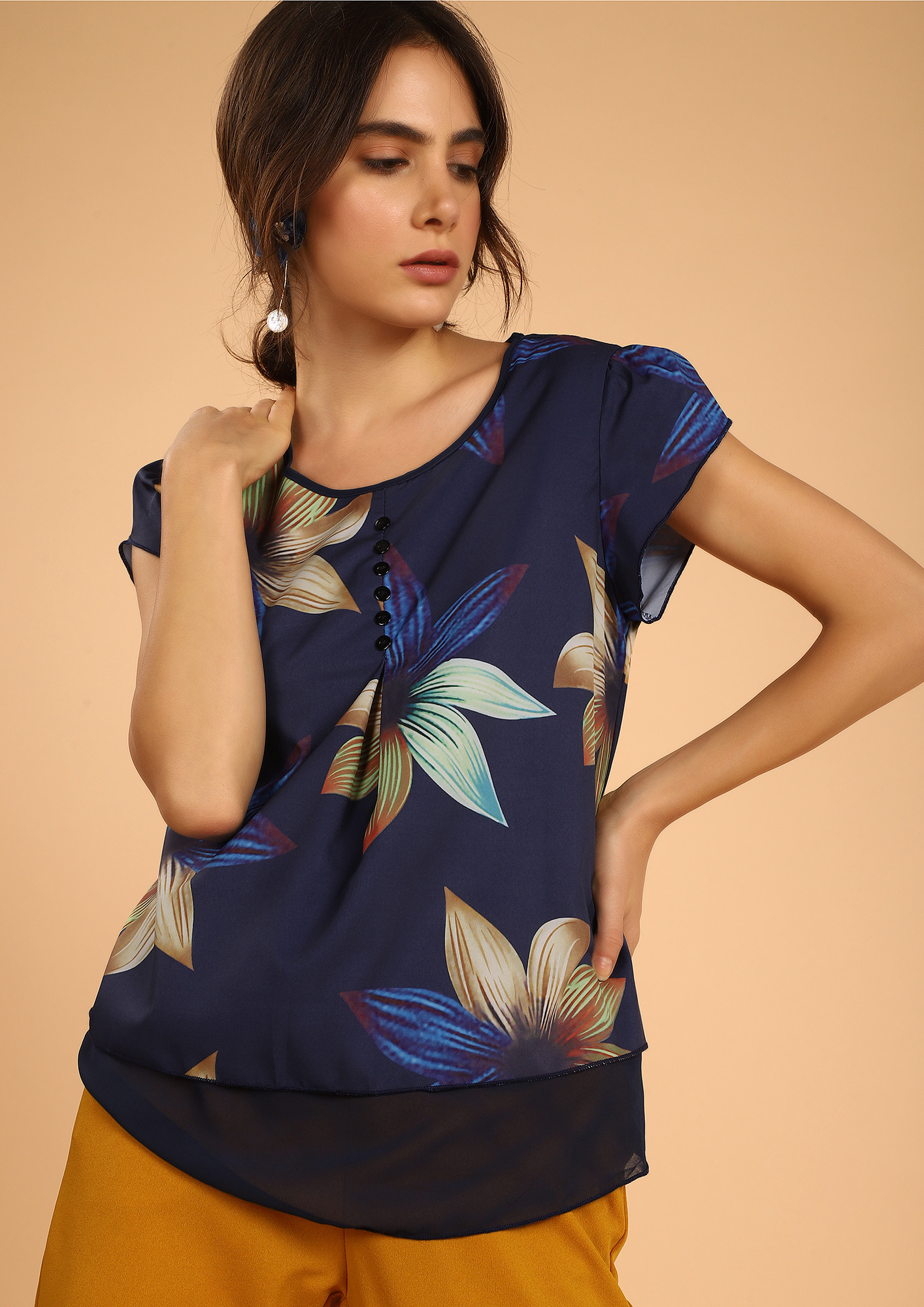 Be You Floral Navy Top