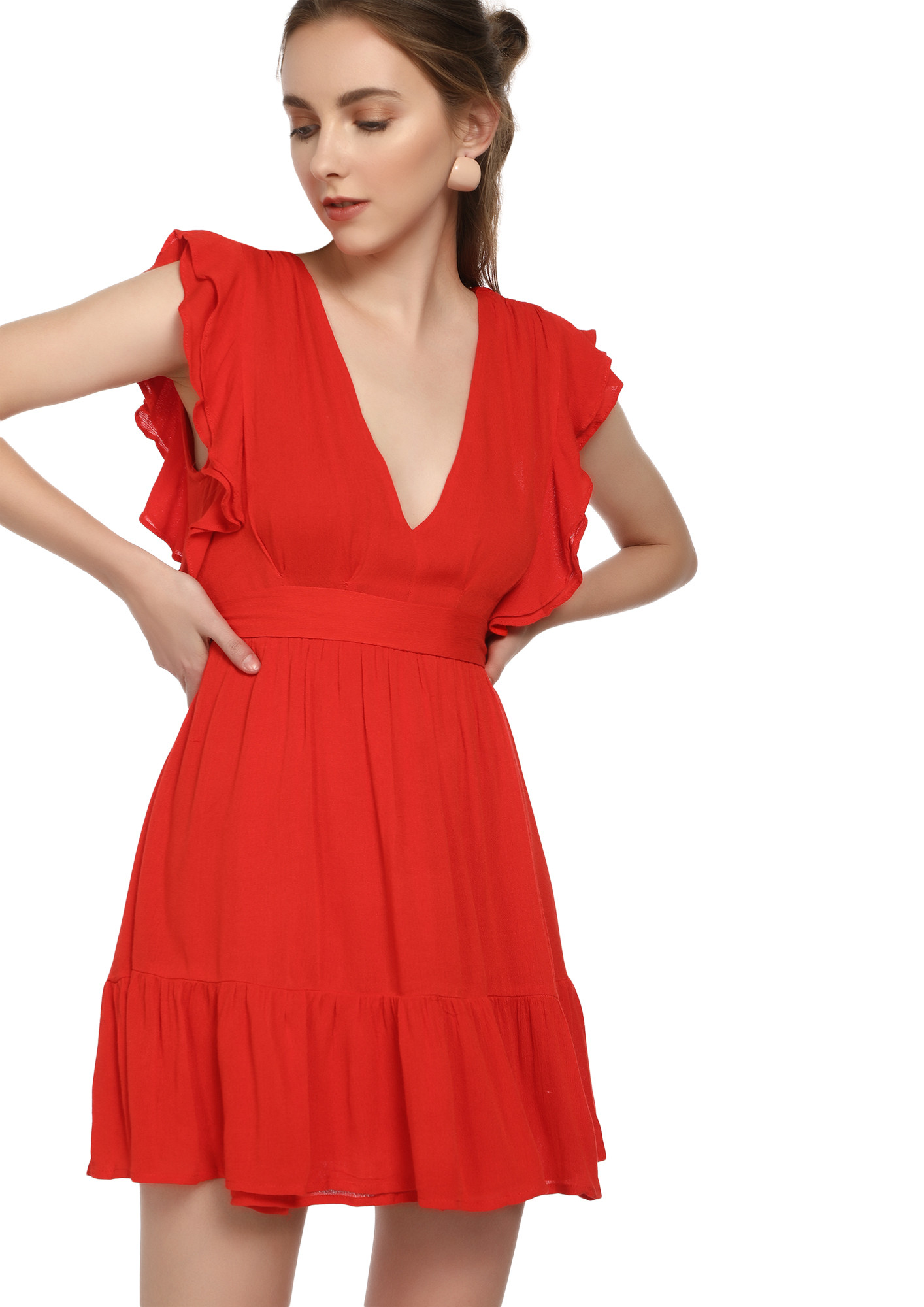 FRILLS AND FEELS RED SKATER DRESS