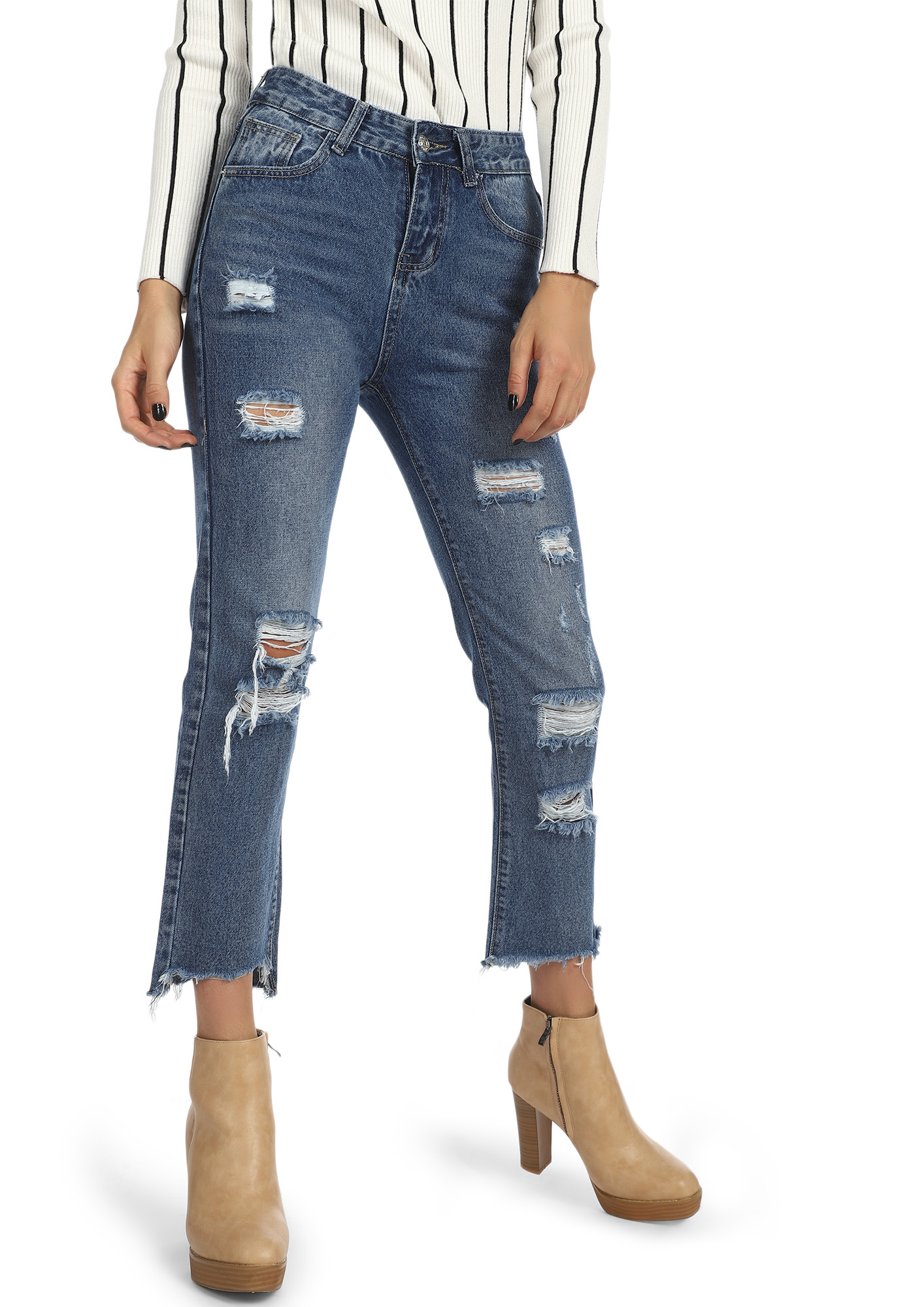 FAKE PROMISES LIGHT BLUE CROPPED JEANS