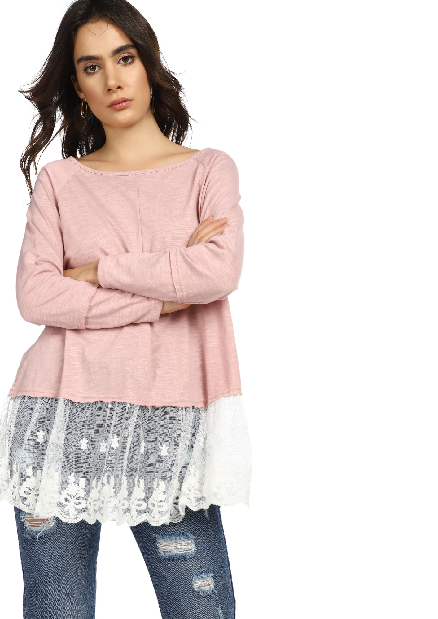 EXTENDING COMPASSION CHALKY PINK LONGLINE T-SHIRT