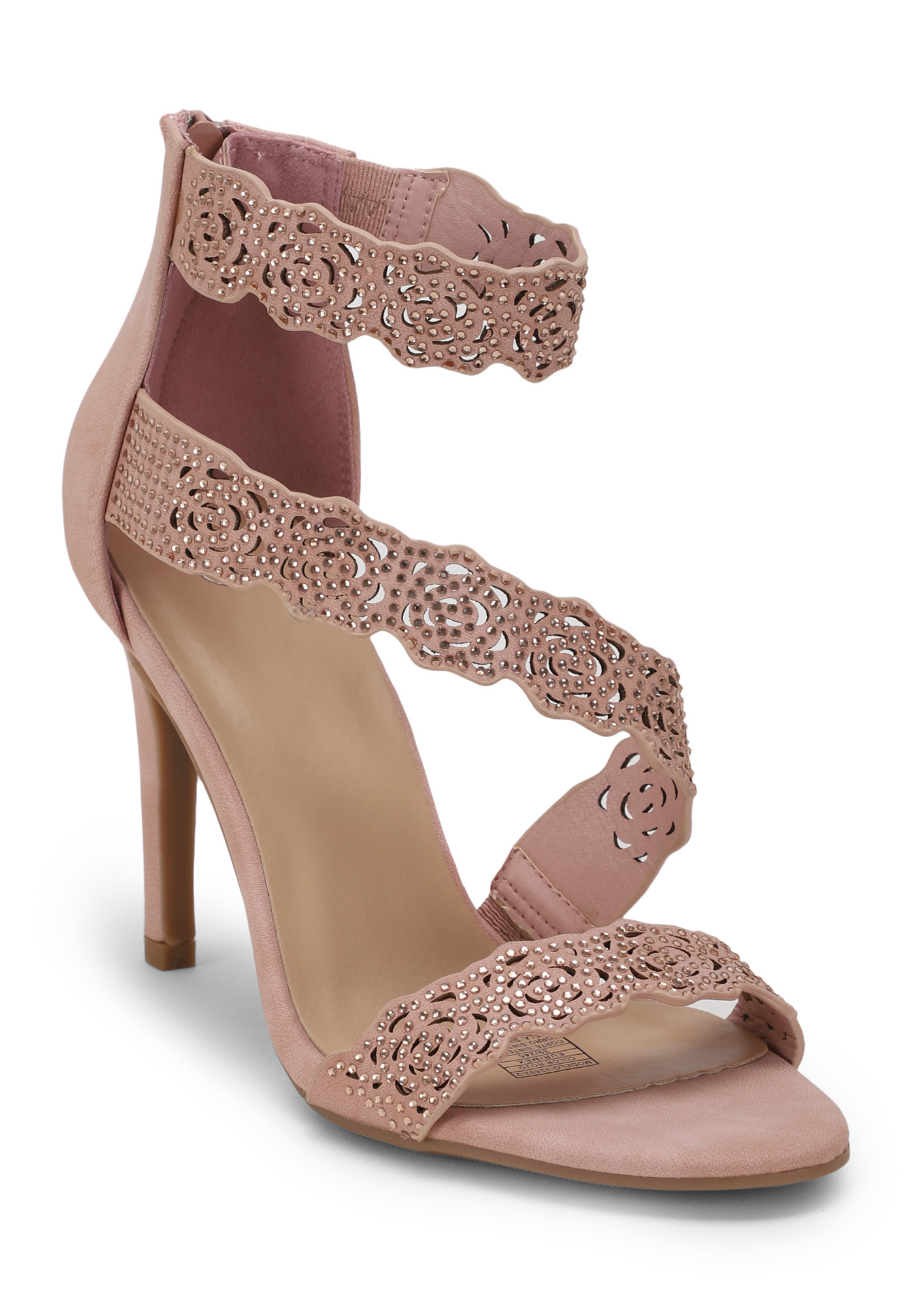 MEET ME AT HAPPY HOURS NUDE PINK HEELED SANDALS