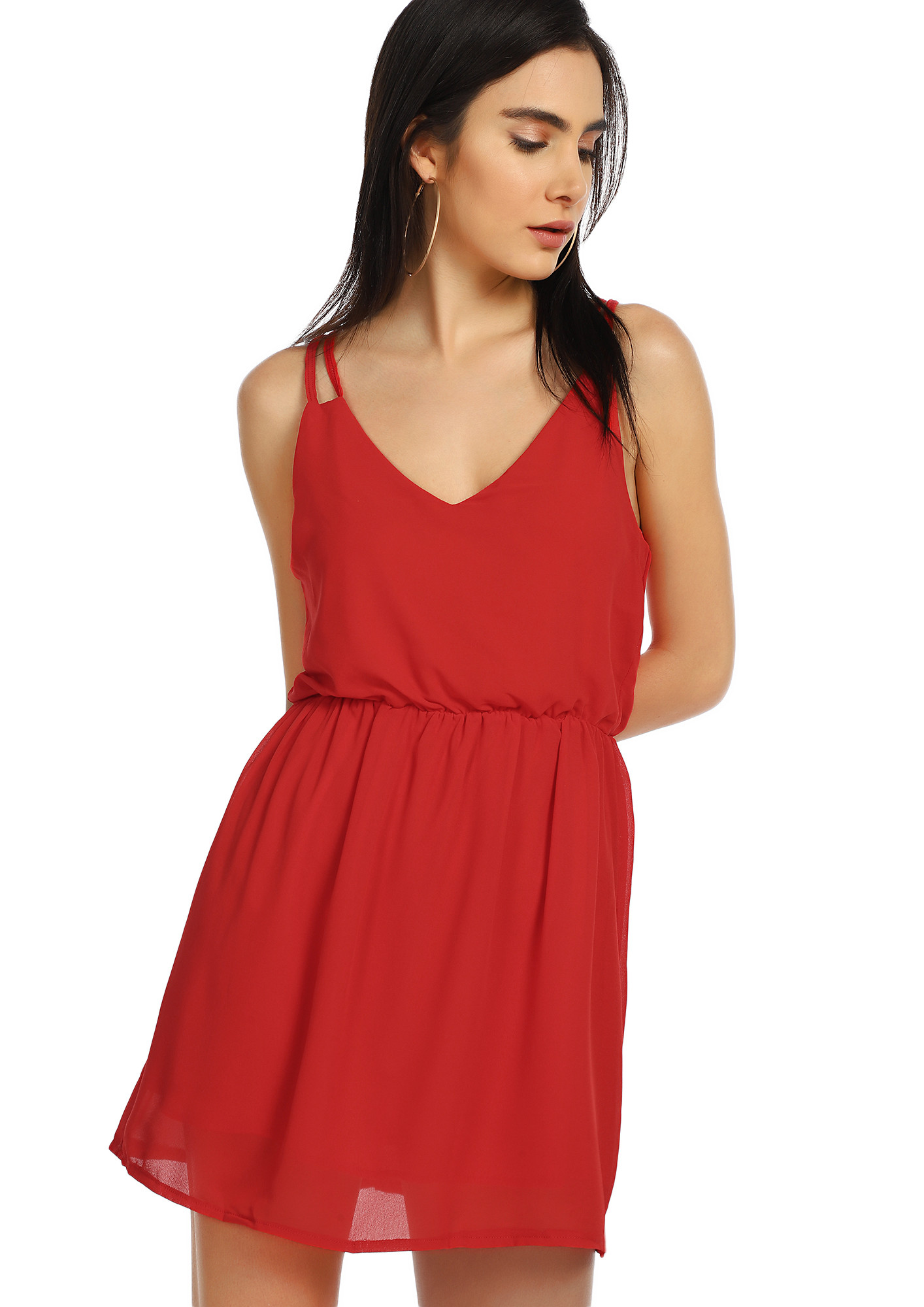 UP FOR QUICK BITES RED TUNIC DRESS