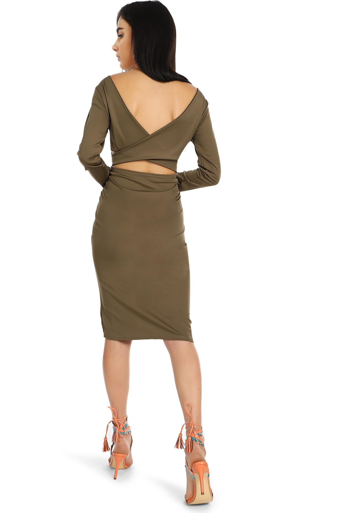 NEVER CARED MORE COFFEE BROWN PENCIL DRESS