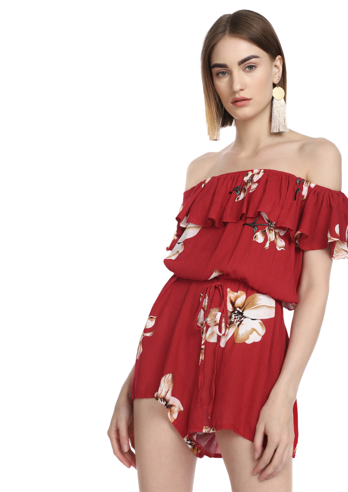 HIBISCUS FRAME OF MIND RED ROMPER