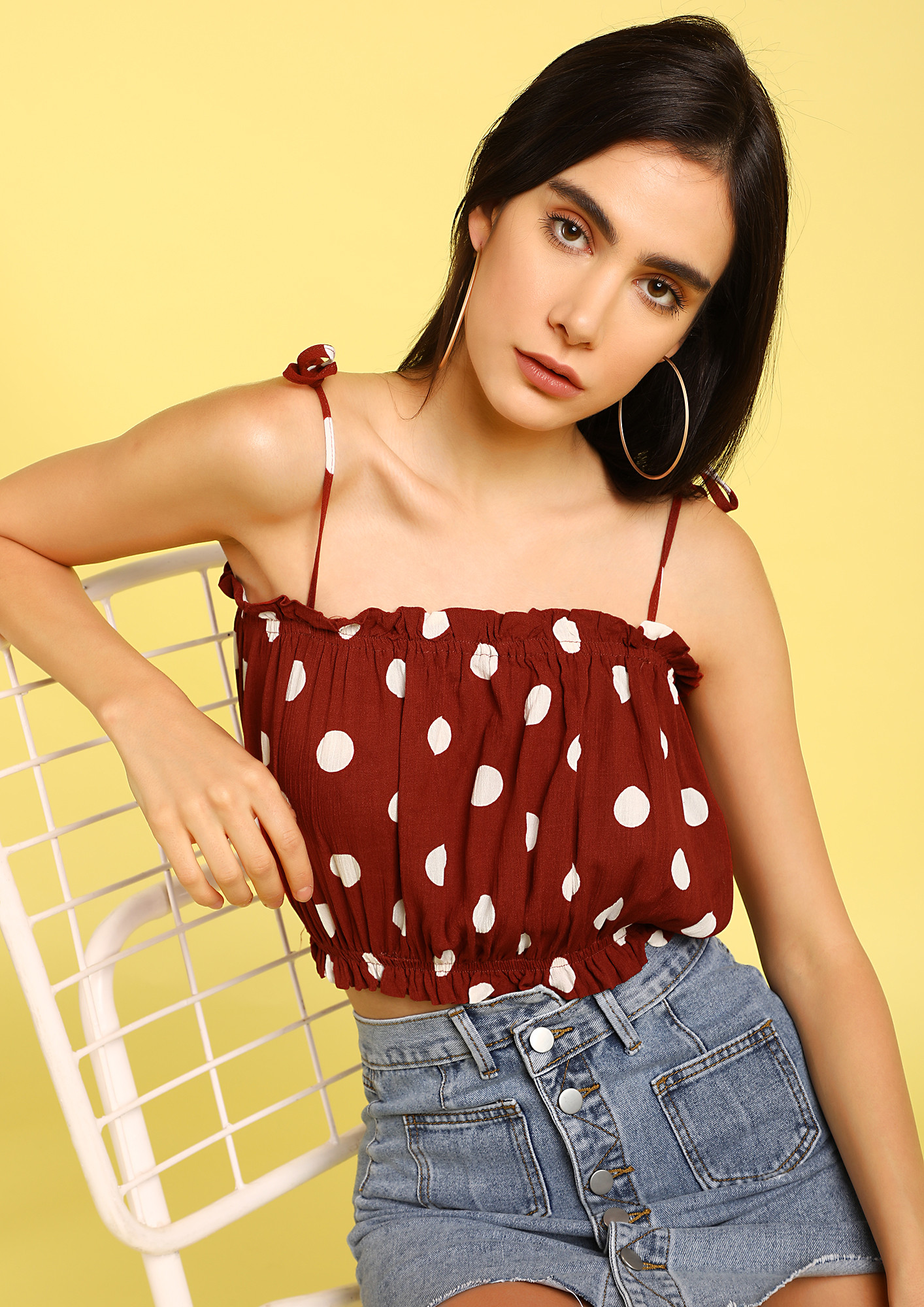 PLAYING WITH POLKAS RED CROP TOP