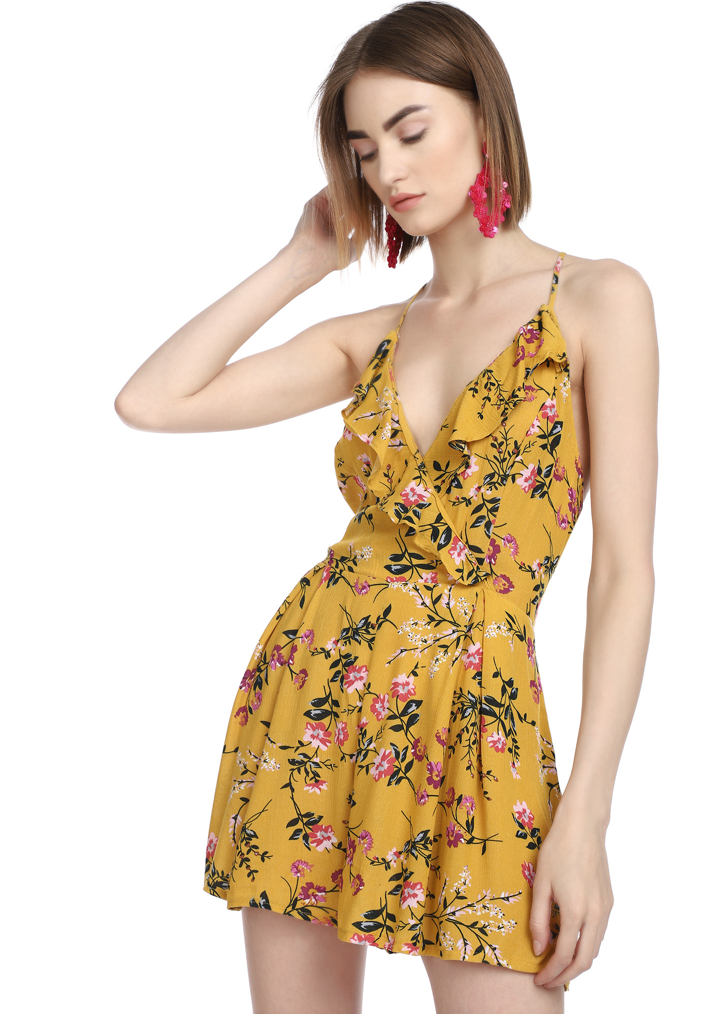 FLOWER ME WITH LOVE YELLOW ROMPER
