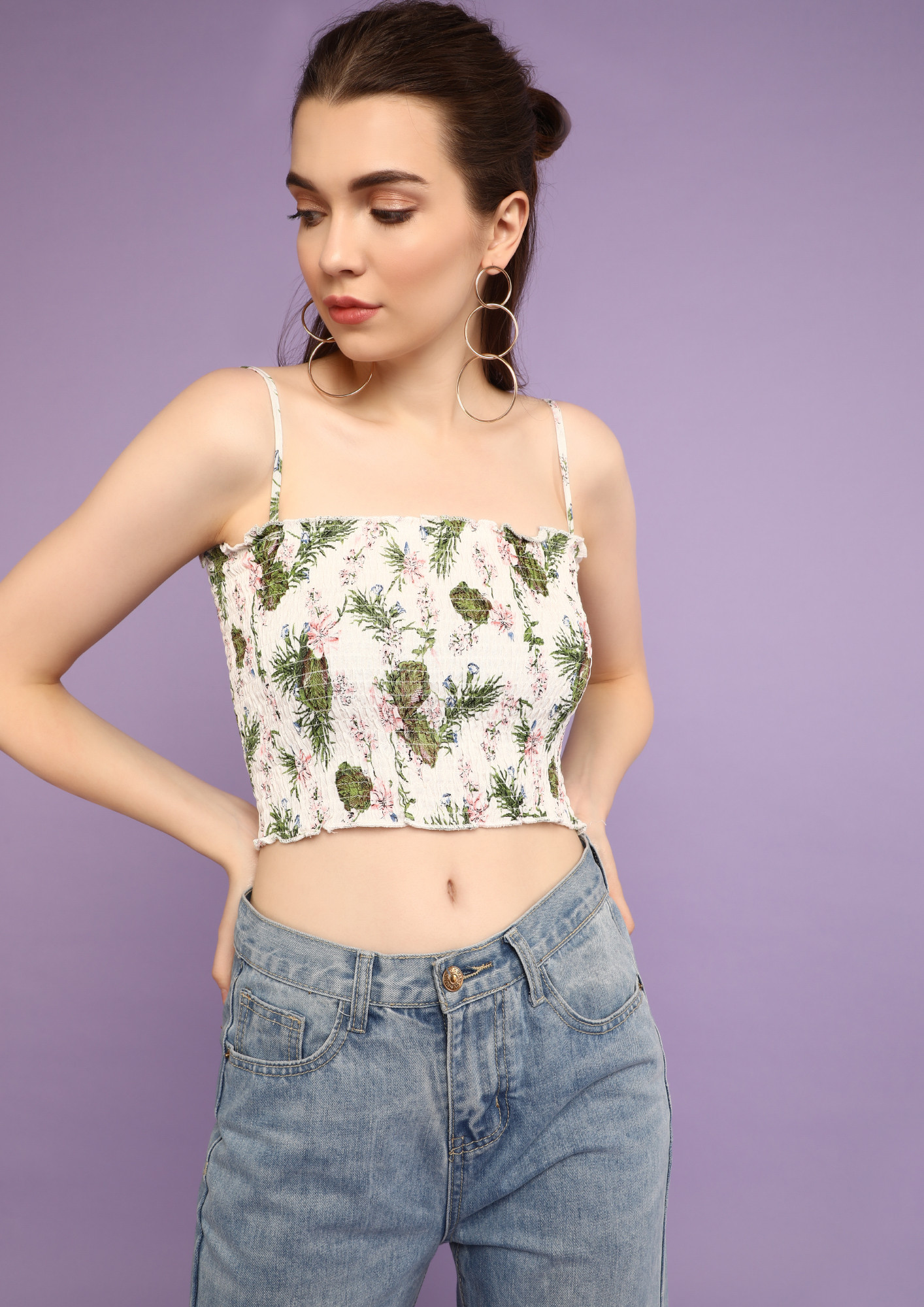 WELCOME TO PALM LAND WHITE CROP TOP