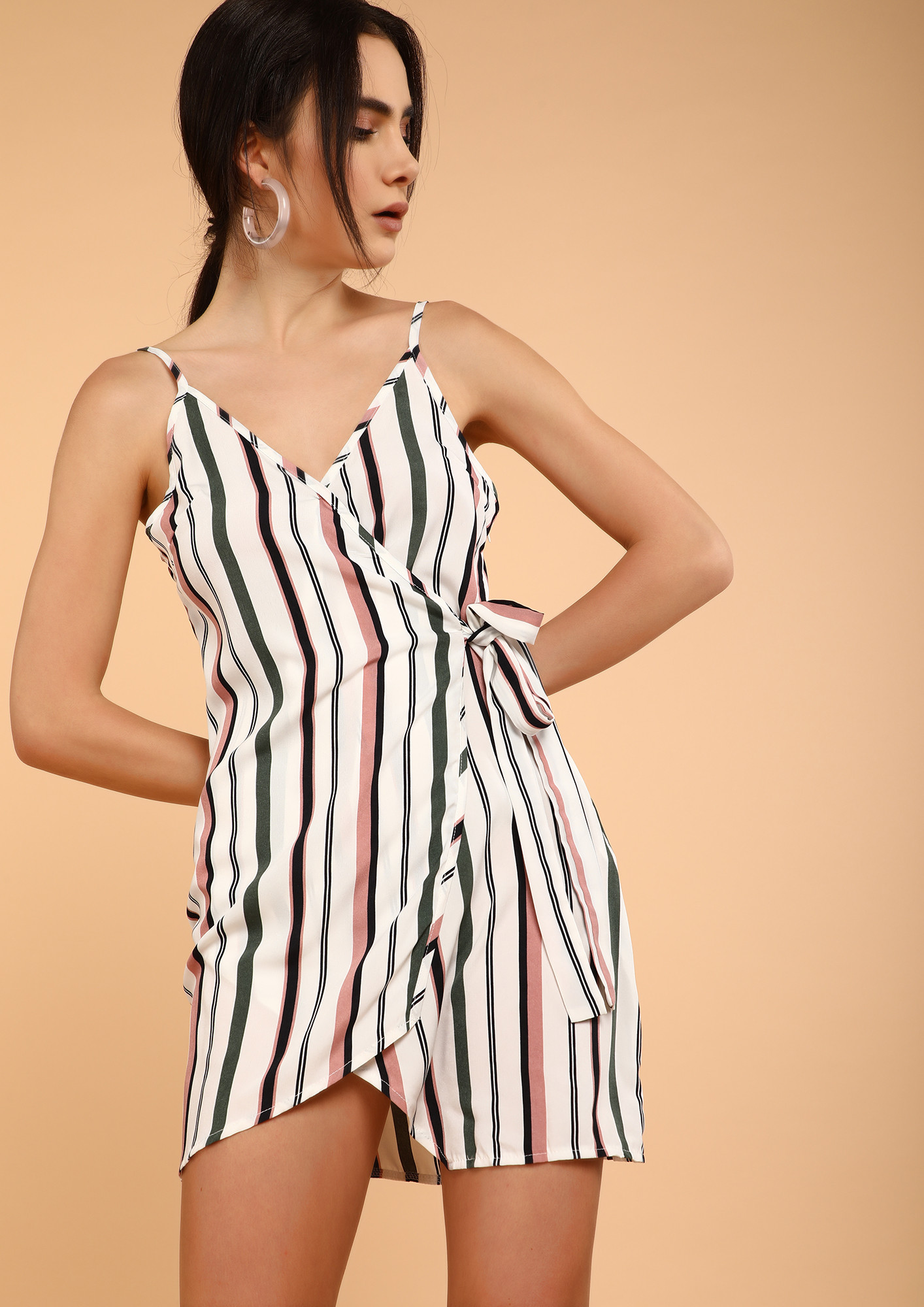 GET ONE THING STRAIGHT WHITE WRAP DRESS