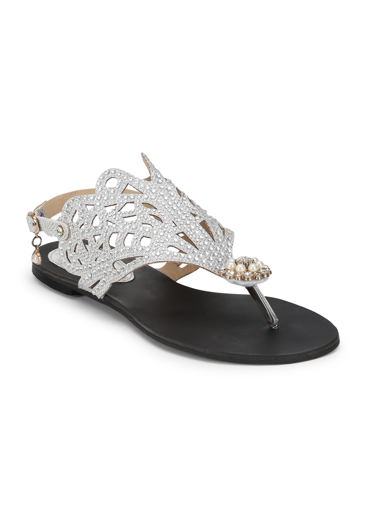 THE SURREAL EFFECTS SILVER FLAT SANDALS