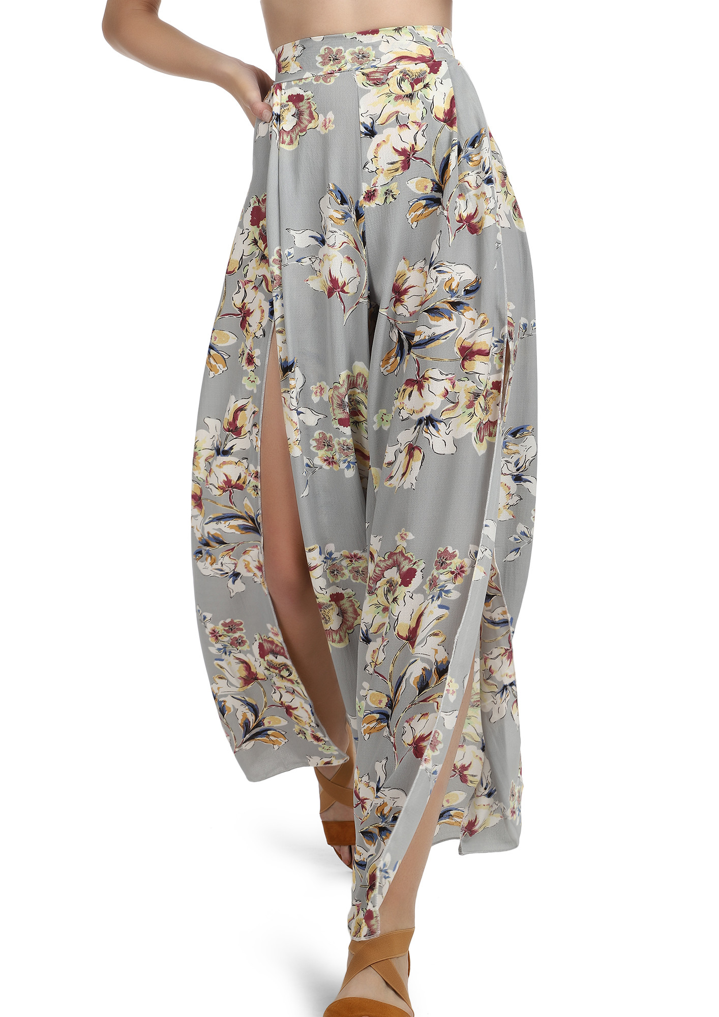 ALL MOST FLOWER READY GREY PALAZZOS 