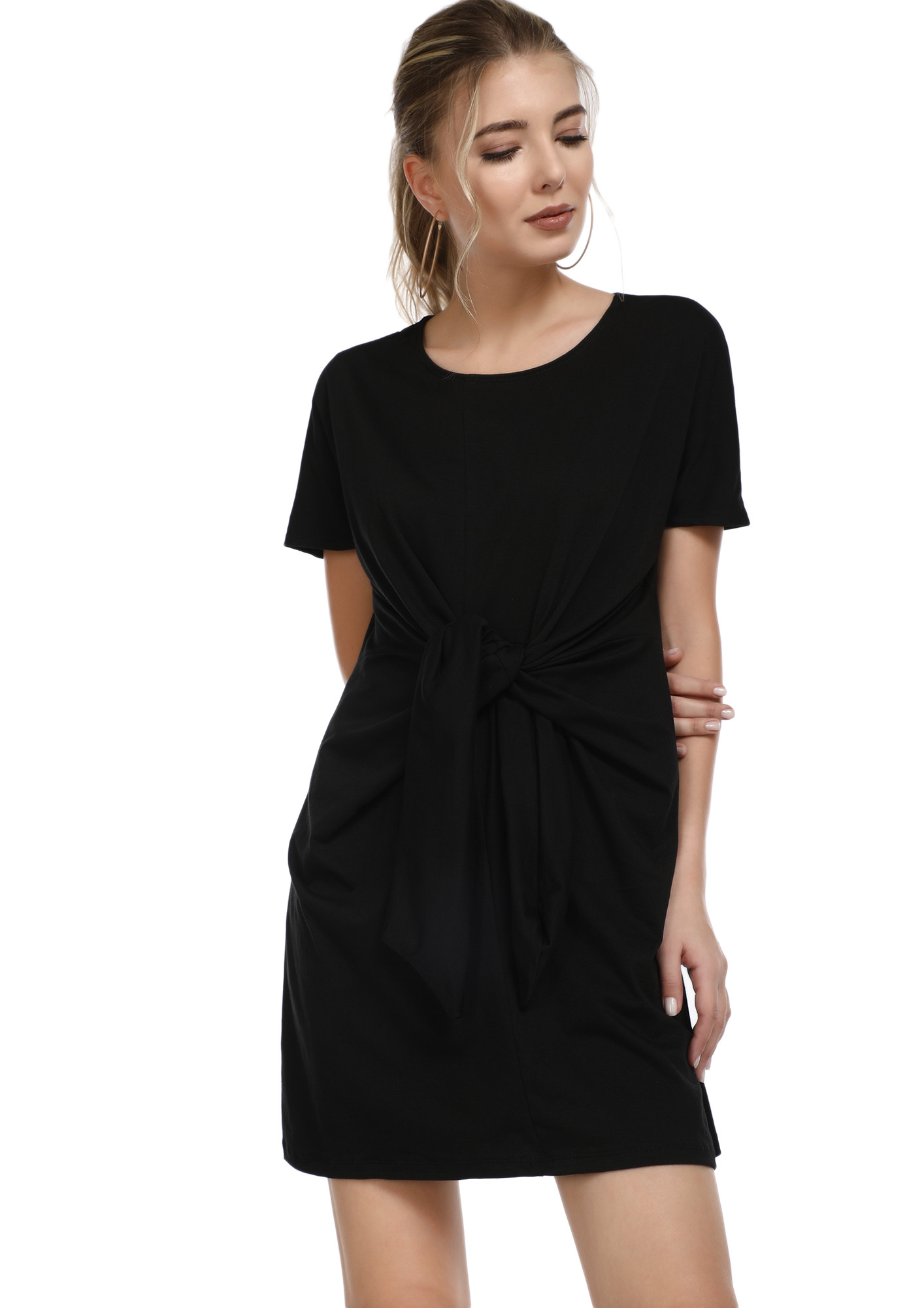 GO OUT WIMME GIRL BLACK SHIFT DRESS