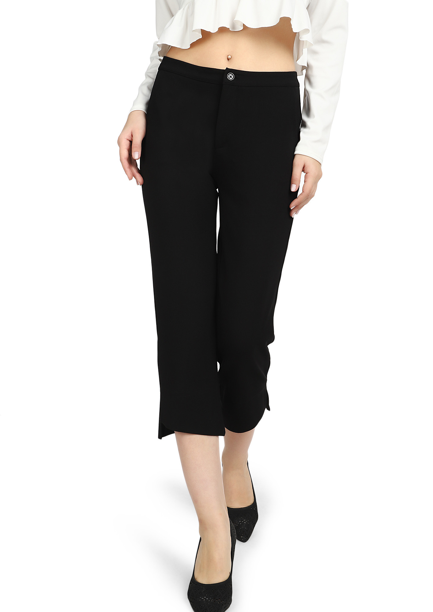 TOO BUSY FOR YOU BLACK CROPPED TROUSERS