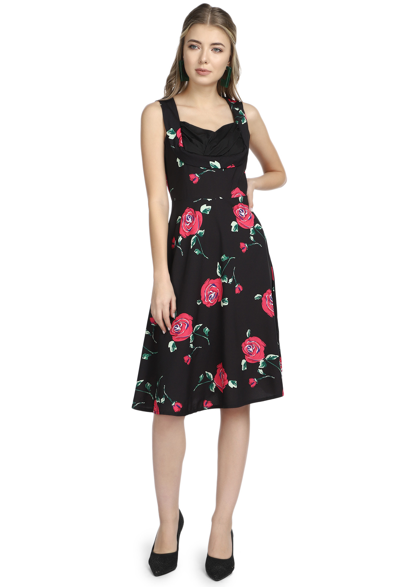 ROOTING FOR YOU FLORAL RED MIDI DRESS