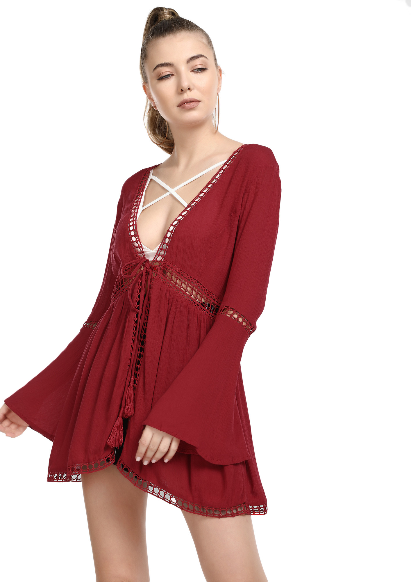 SUCH A BAY GIRL MAROON COVER UP