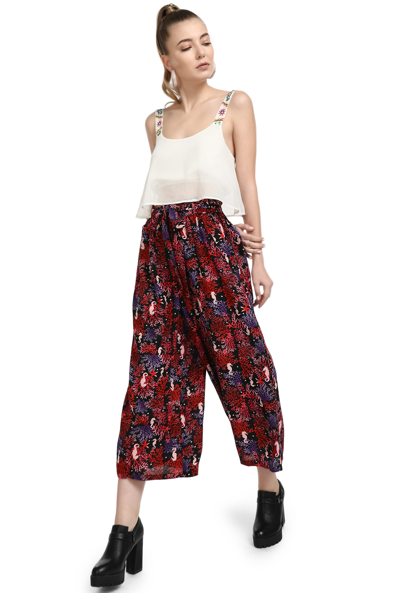 ABSTRACT FRAME OF MIND RED CULOTTES