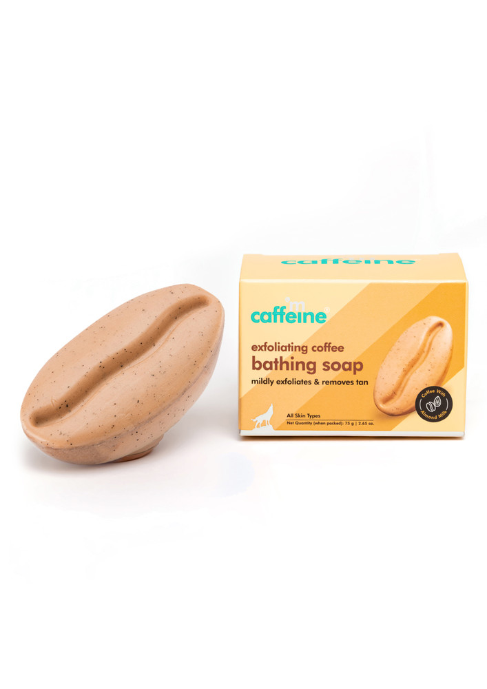 MCaffeine Exfoliating Coffee Bath Soap with Caramel & Almond Milk for Tan Removal & Moisturization