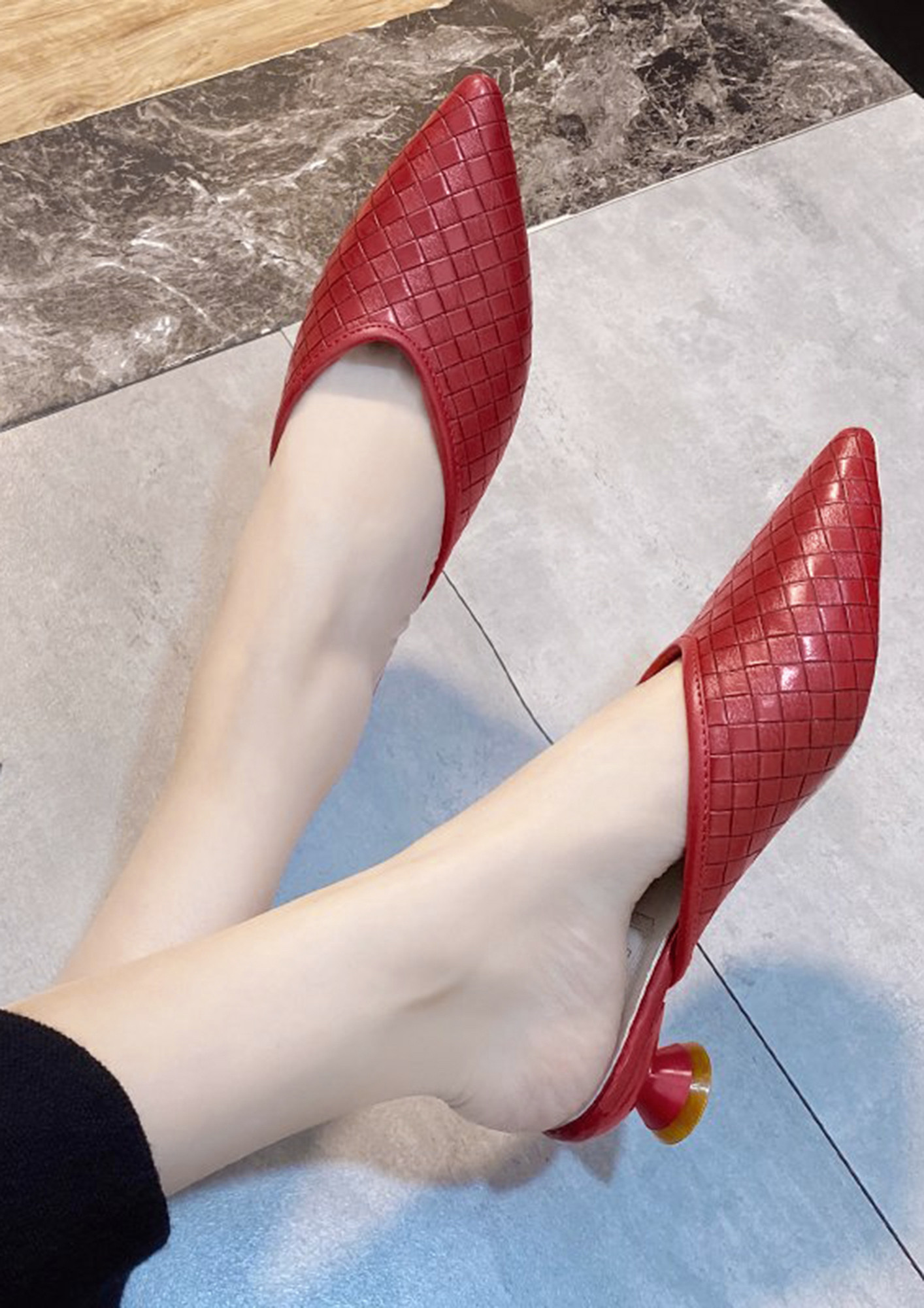 Gomelly Women's Heels Low Heel Pointed Toe Pump Shoes Party Dress Shoes Red  4.5 - Walmart.com