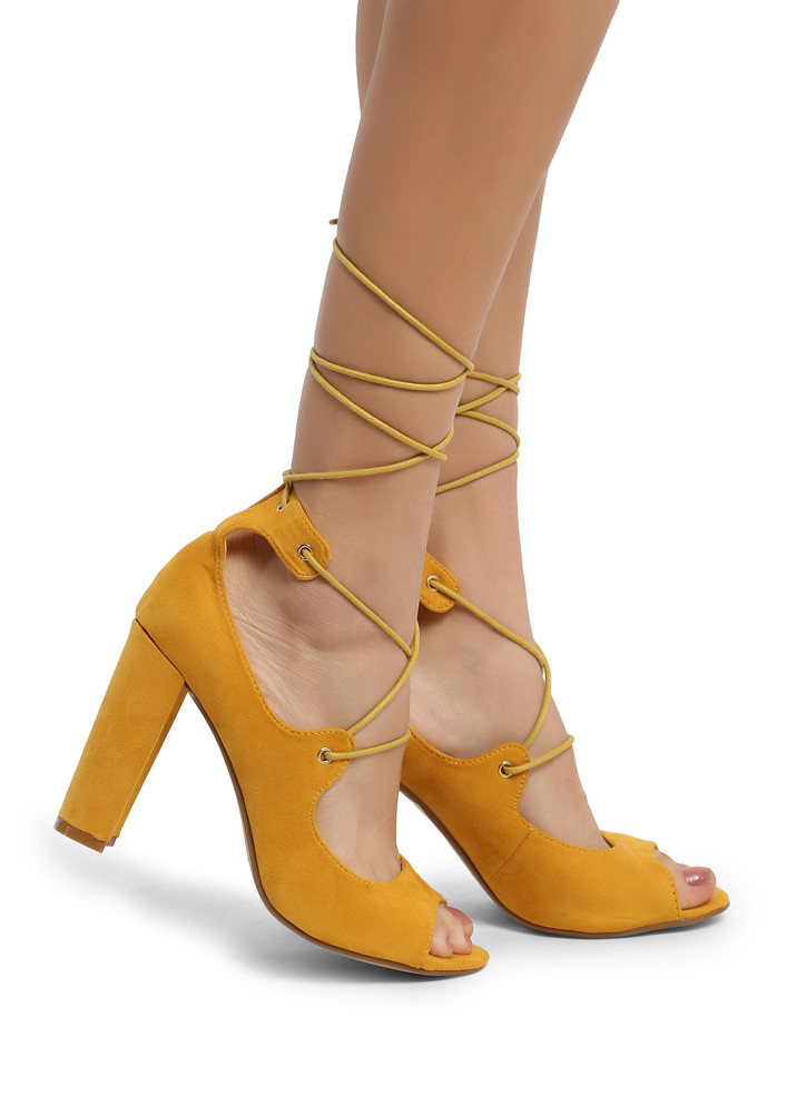 Buy online Yellow Pu Ankle Strap Sandals from heels for Women by Truffle  Collection for ₹879 at 75% off | 2024 Limeroad.com