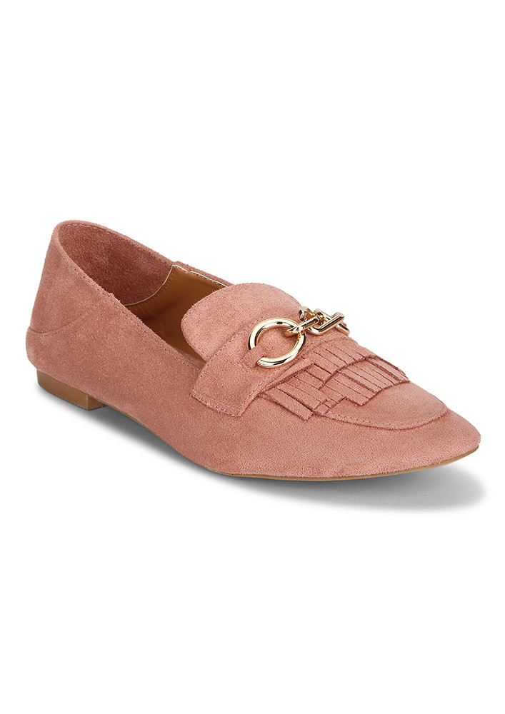 Anything But Fringe Pink Loafers