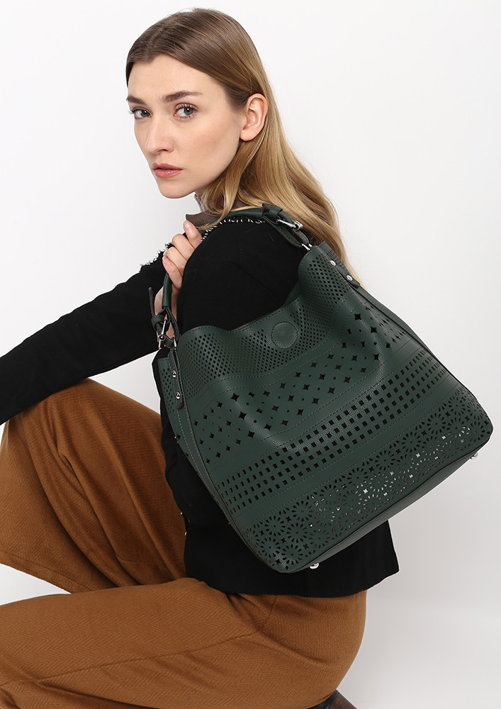 GO WITH THE CUT-OUTS GREEN TOTE BAG