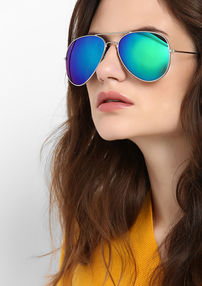 CLEARLY PERFECT BLUE AVIATOR SUNGLASSES