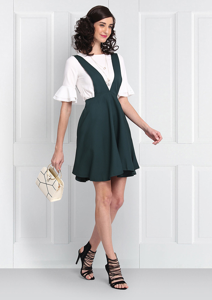 GREEN AND WHITE TUNIC DRESS