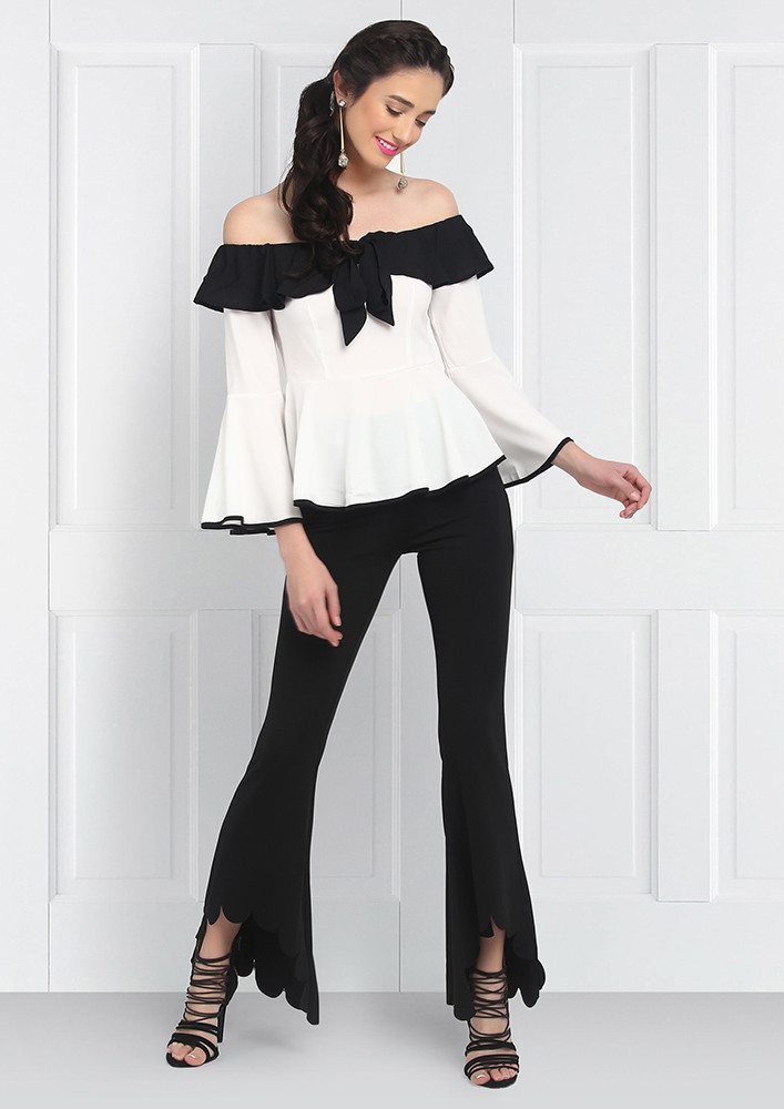 Black High-Low Flared Pants