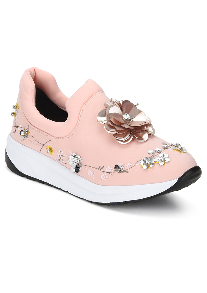 BABY PINK EMBELLISHED SNEAKERS