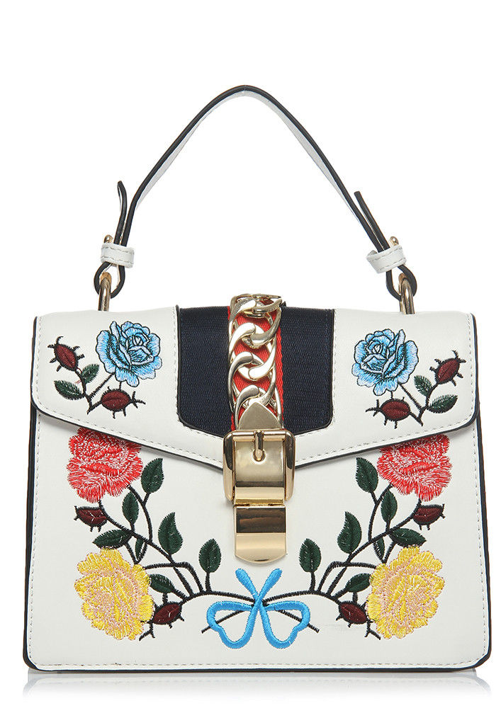 WHITE EMBROIDERED BAG