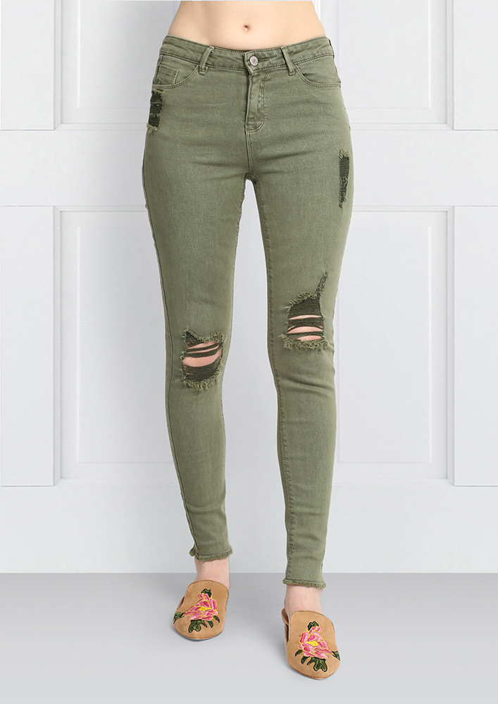 Buy Mid-Wash Ripped Skinny Fit Jeans Online at Best Prices in India -  JioMart.