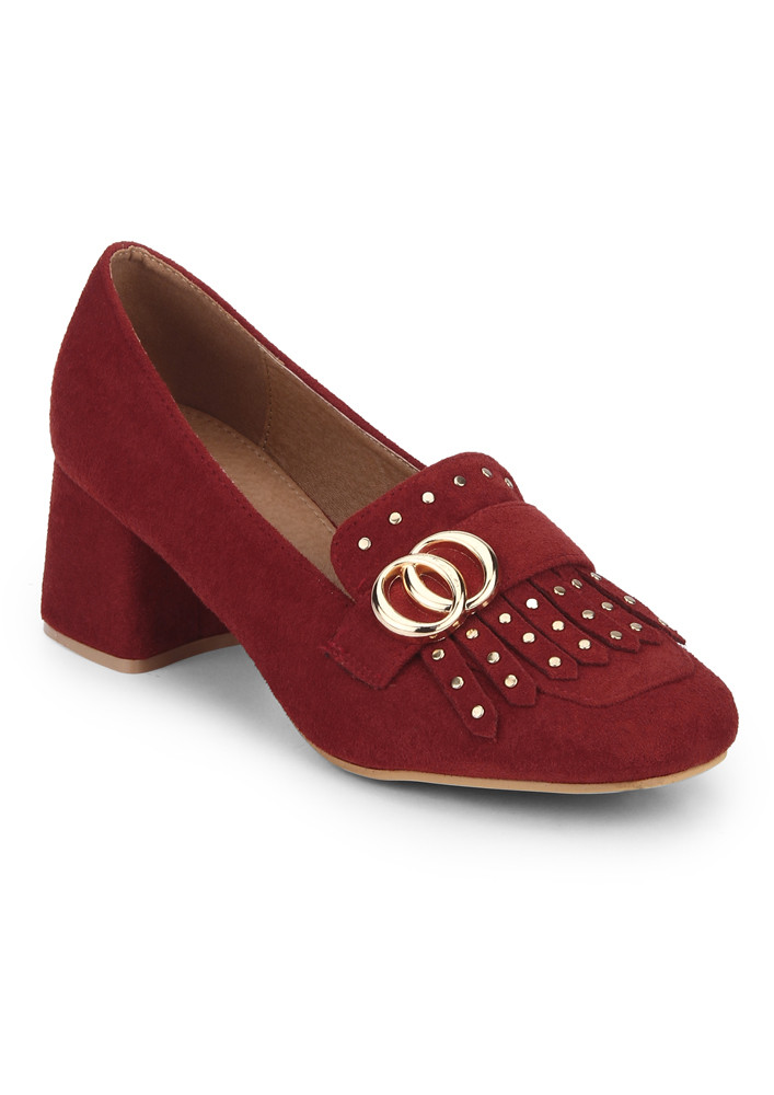 SPICE UP YOUR LIFE MAROON HEELED LOAFERS 